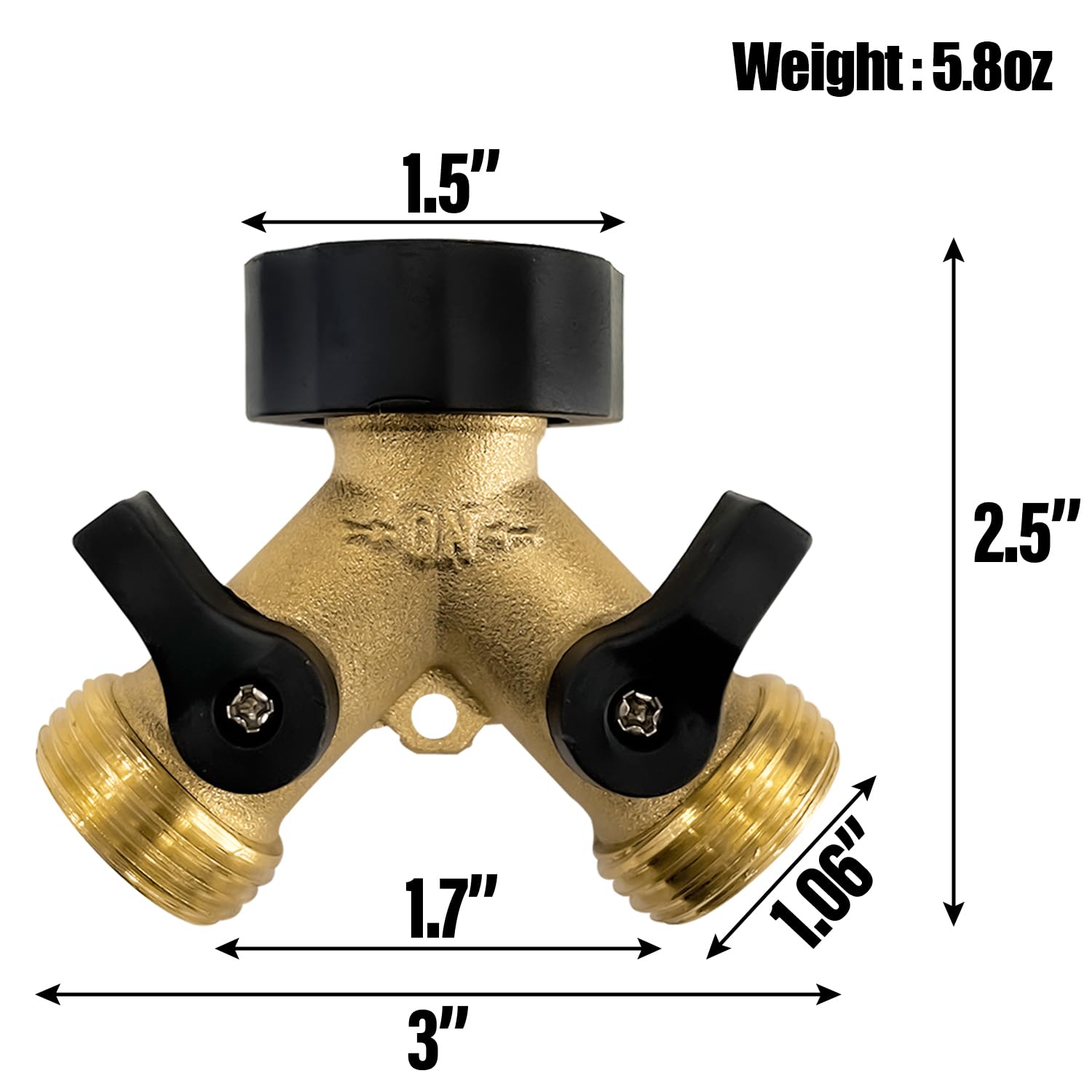 Sutekus Garden Hose Splitter 2 Way Garden Hose Adapter Heavy Duty Brass Y Connector with 2 Extra Rubber Washers for Outdoor Faucet