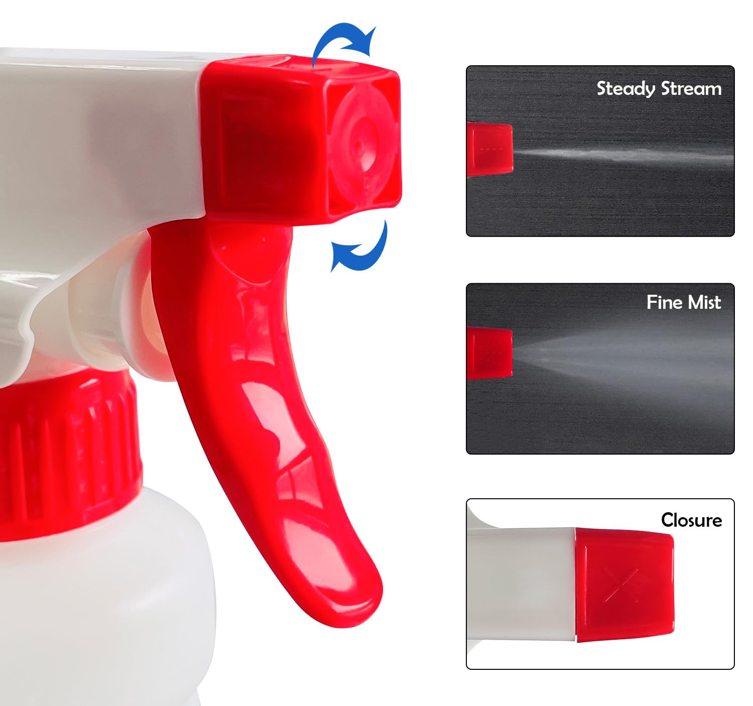 Sutekus Plastic Spray Bottle for Cleaning Solutions 6 Pack Spraying Bottles Household Reusable Spray Bottles with Measurements and Adjustable Nozzle (16oz 24oz 32oz, 6Pack)