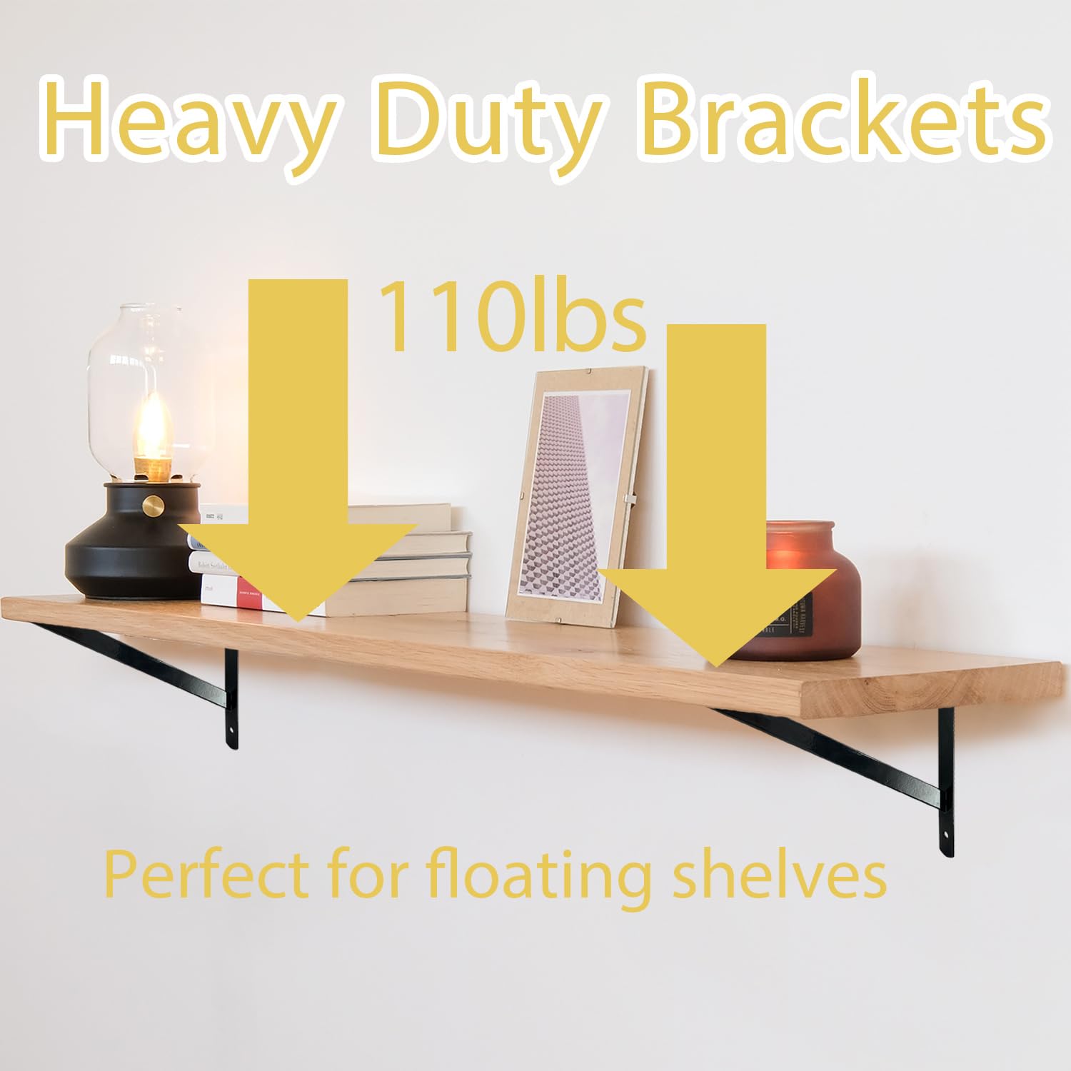 Sutekus 12" x 8" Heavy Duty Shelf Brackets with Screws Metal Shelves Supports Wall Mount Angle Brackets for Floating Shelves, 12Pack