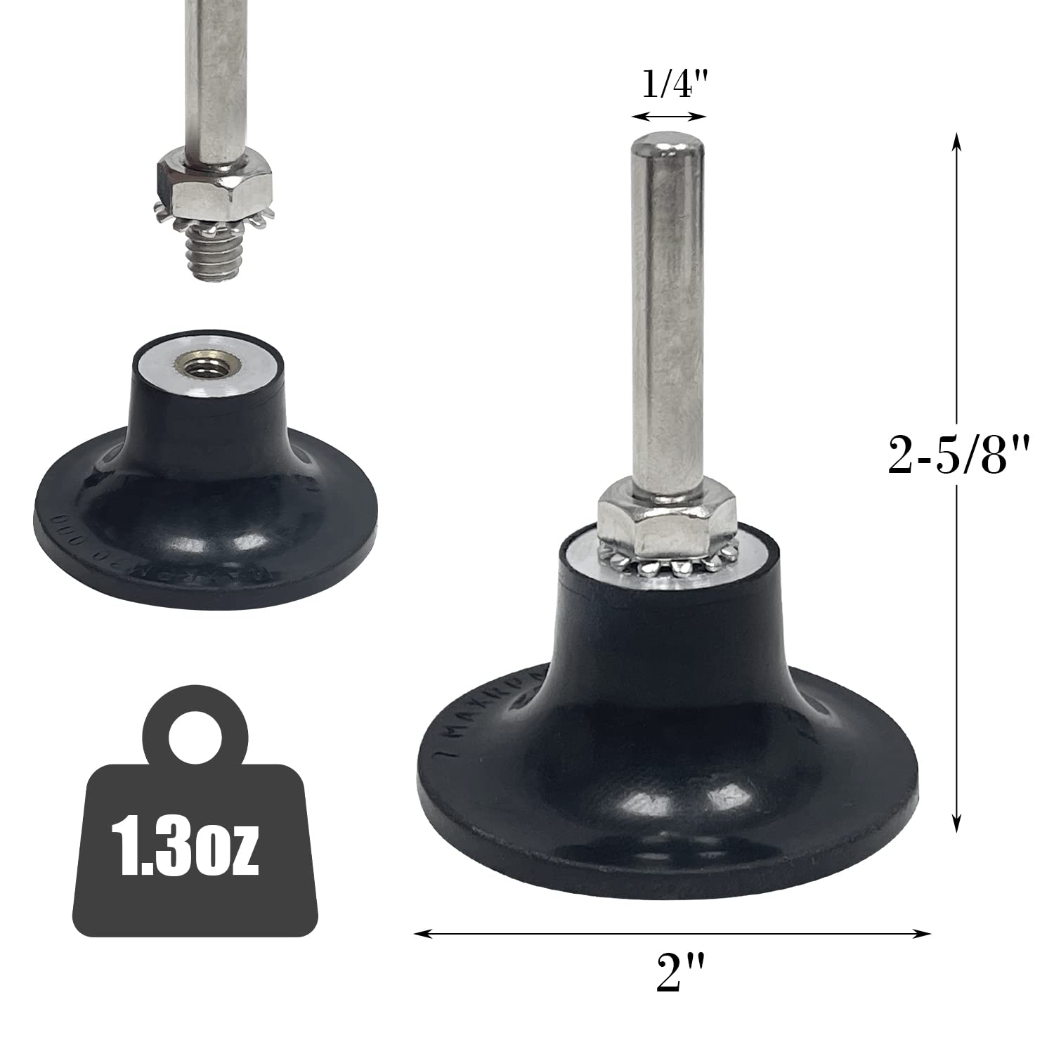 Sutekus 2 Inch Disc Pad Holder, Quick Change Disc Pad Adapter with 1/4" Shank for Polishing, Sanding, Conditioning, Surface Treatment (2 Pack)