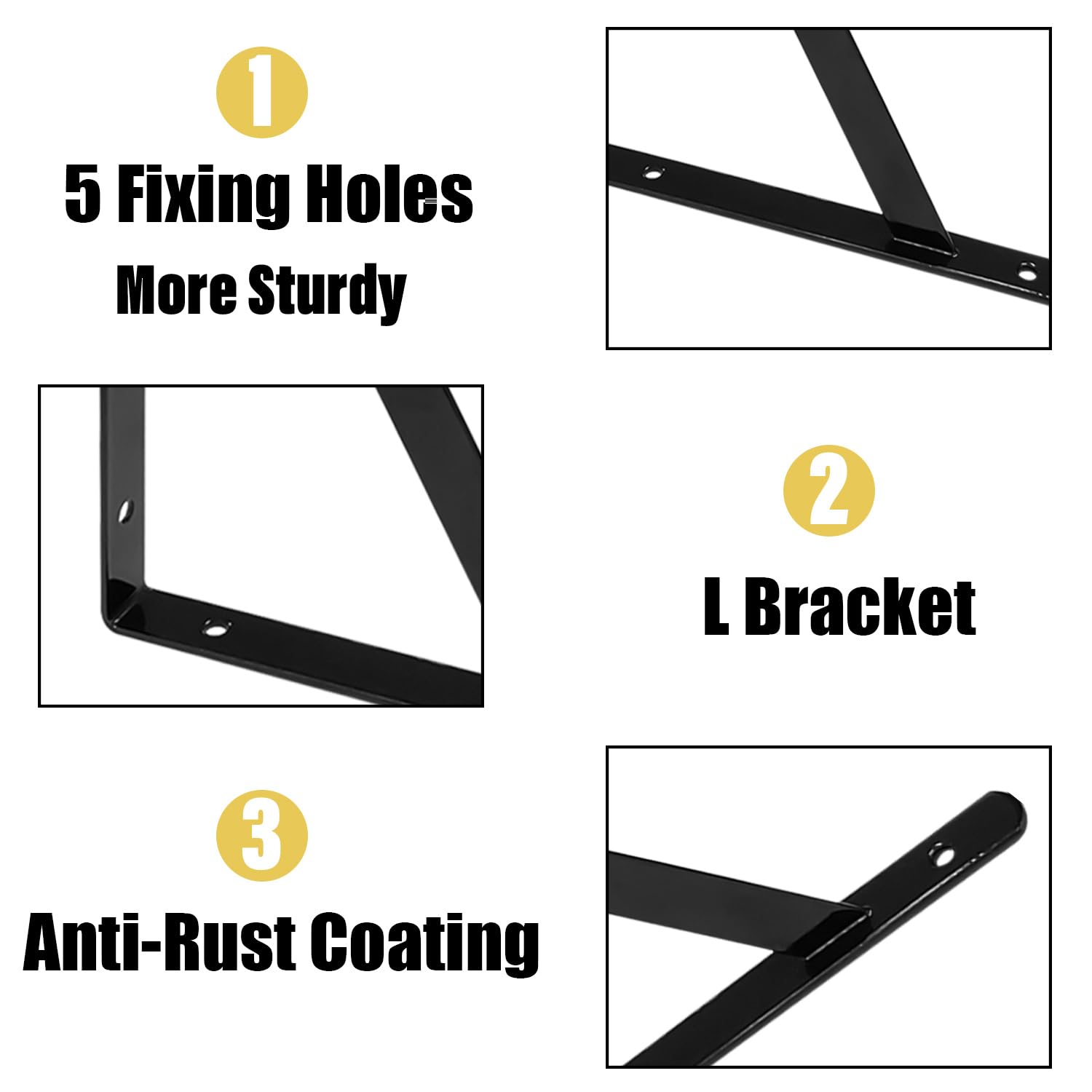 Sutekus 12" x 8" Heavy Duty Shelf Brackets with Screws Metal Shelves Supports Wall Mount Angle Brackets for Floating Shelves, 12Pack