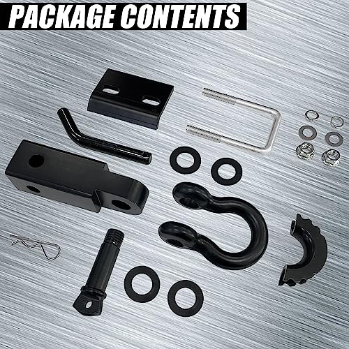 Sutekus Shackle Hitch Receiver for 2" Receivers Heavy Duty Towing Hitch Receivers Towing Accessories for Vehicle Recovery Off-Road, Black