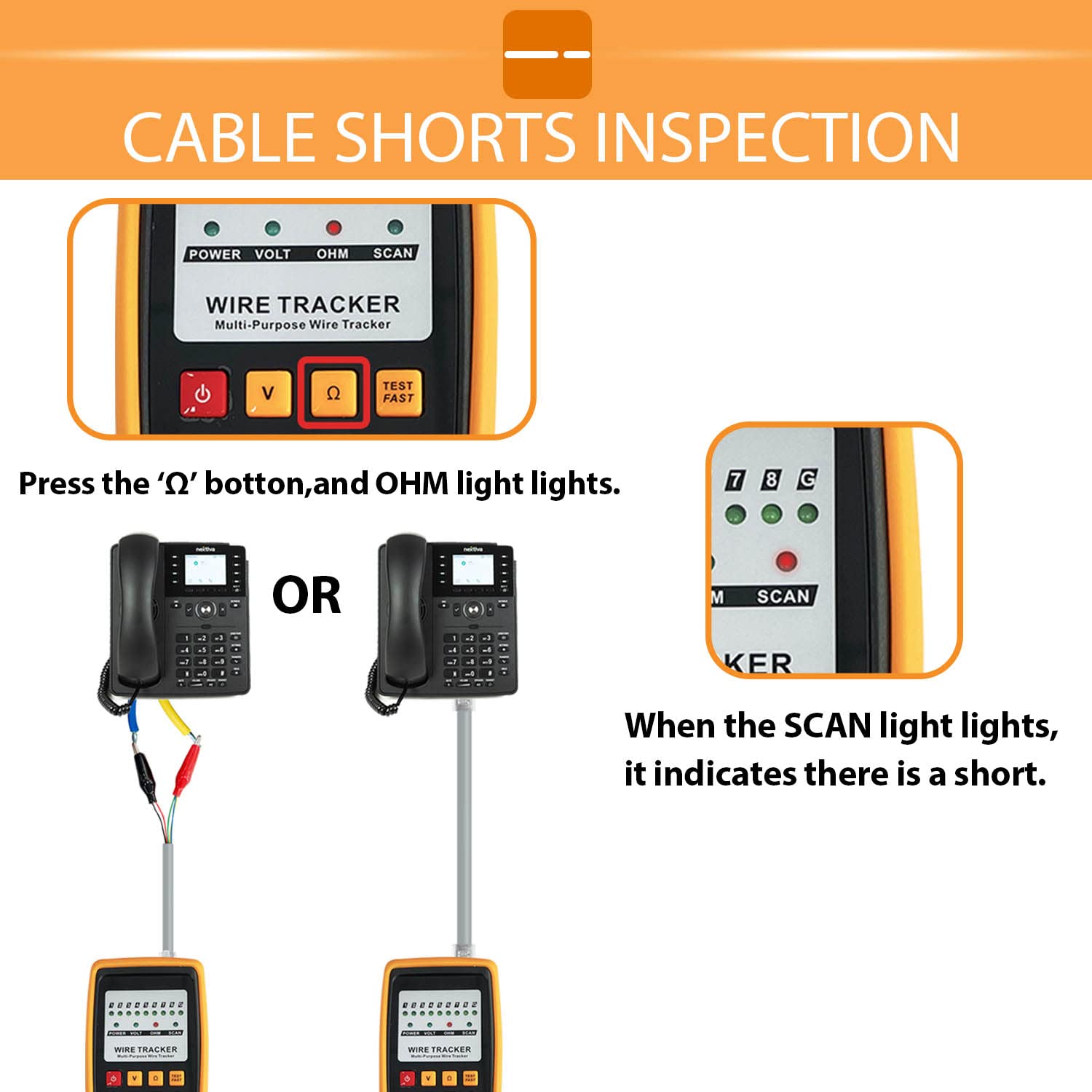 Sutekus Cable Tracer Wire Tracker RJ11 RJ45 Cable Toner Line Finder Ethernet LAN Network Cable Collation Telephone Cable Tester Continuity Checking