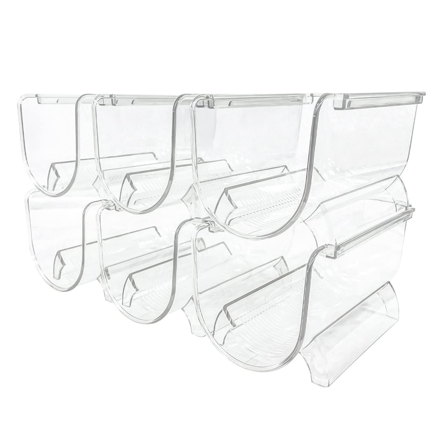Sutekus 6 Pack Stackable Wine Rack Wine Holder Water Bottle Holder Plastic Counter Top Storage Organizer for Fridge, Cabinet, Pantry, Kitchen