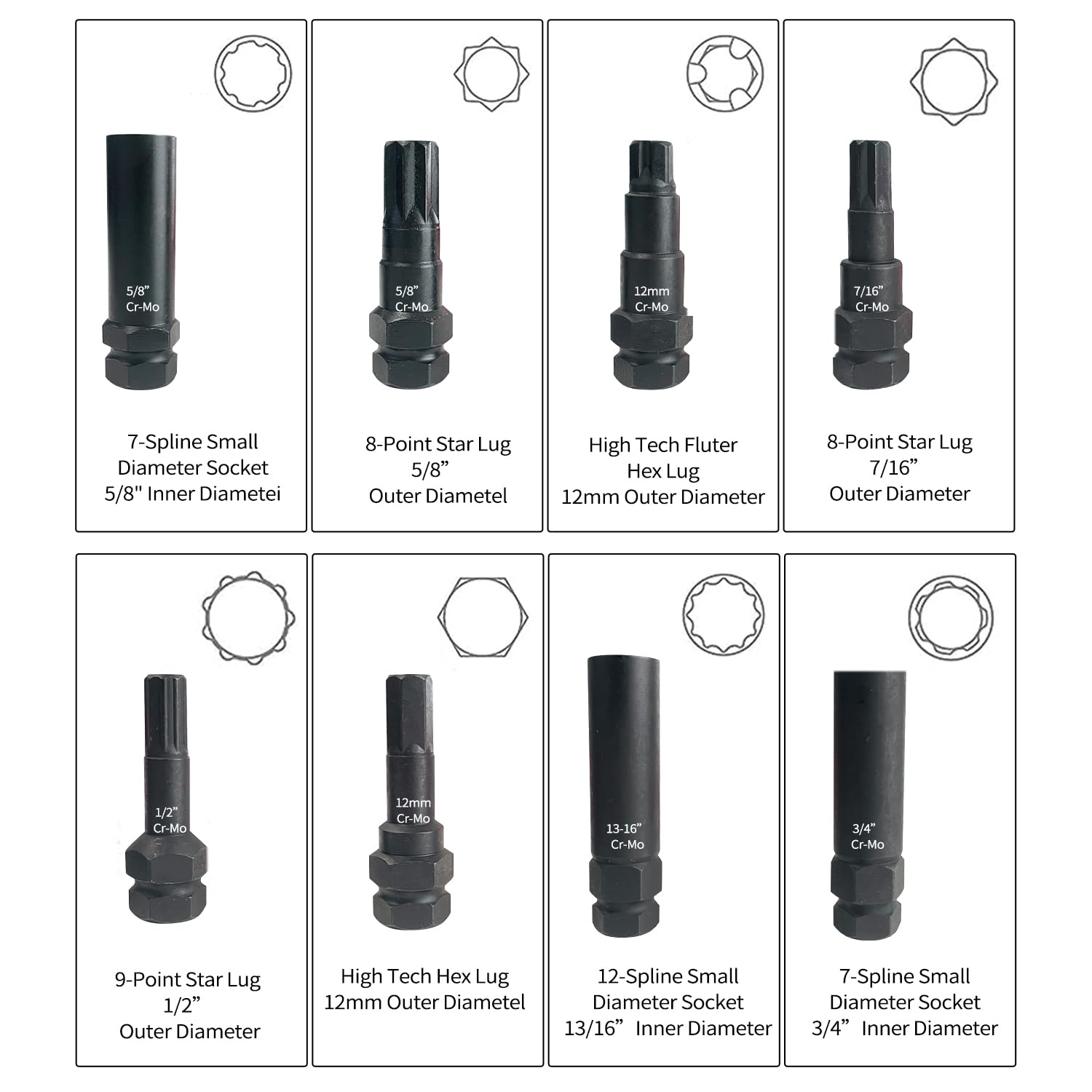 Sutekus 16PCS Lug-Nut Key Set Locking Lug Nut Master Key Set SAE & Metric Wheel-Lock Removal Tool Kit for Removing Locking Lug Nuts Mechanic Tools
