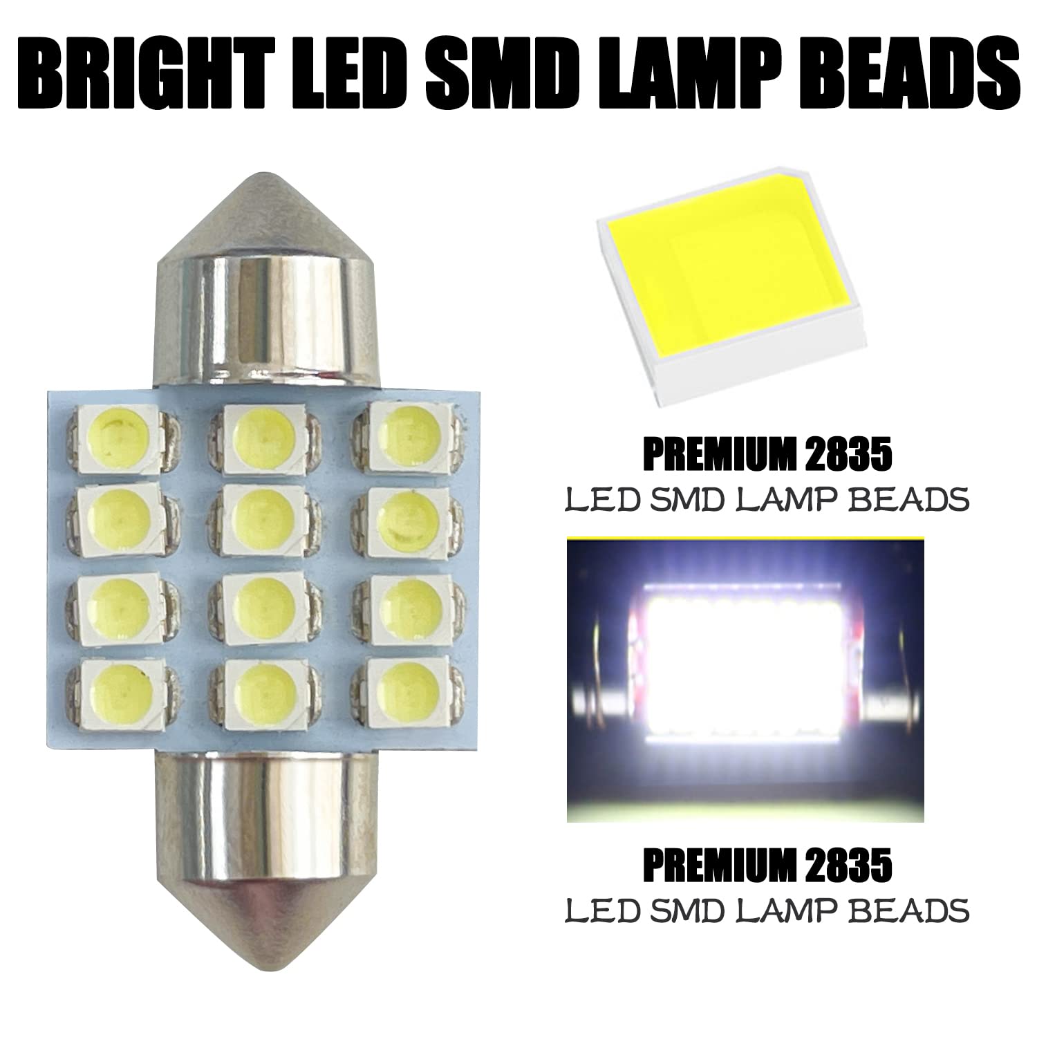 Sutekus 24 PCS Dome Light LED Car Bulb Kit Interior Car Lights T10 31mm 41mm Festoon Bulbs for Door Map Dome Lights, Trunk LED Lights Replacement