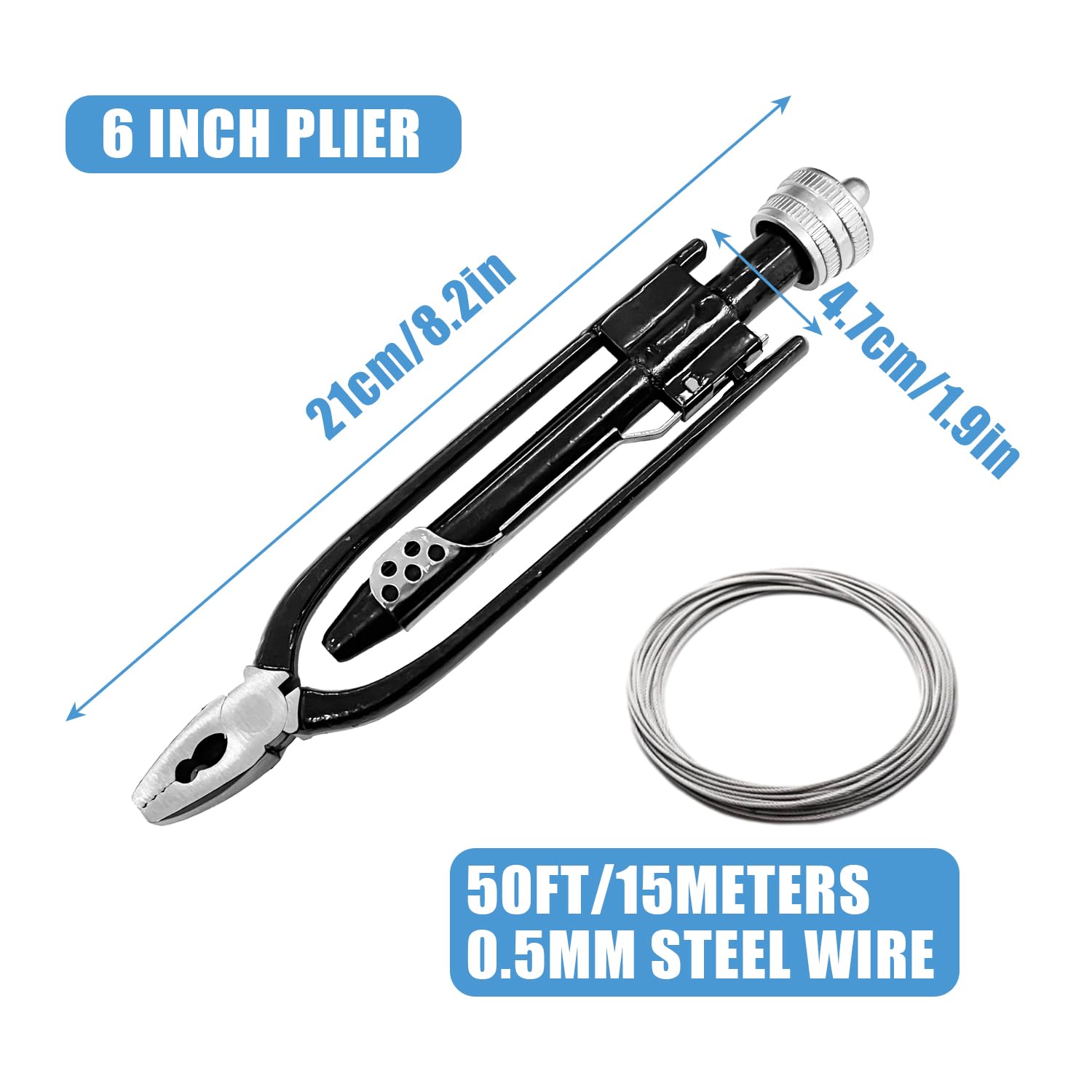 Sutekus 6 Inch Safety Wire Pliers with 50 FT Safety Wire Heavy Duty Wire Twisting Tool Automatic Metal Lock Twister for Aircraft Machinery Auto Industry