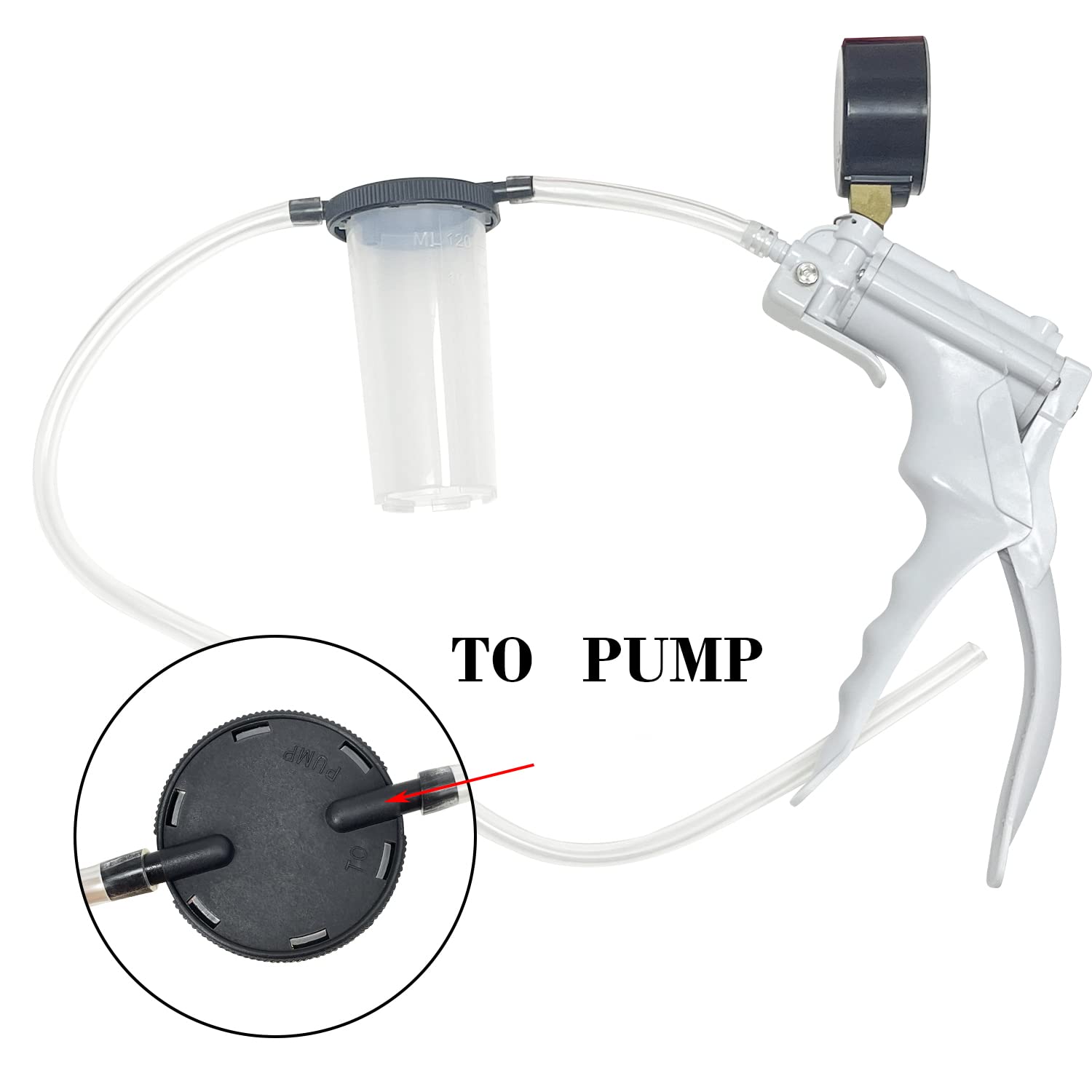 Sutekus Automotive Brake Bleeding Kit Hand Held Vacuum Pump Tester Tool Set with Quick Vacuum Release & Adapters, White