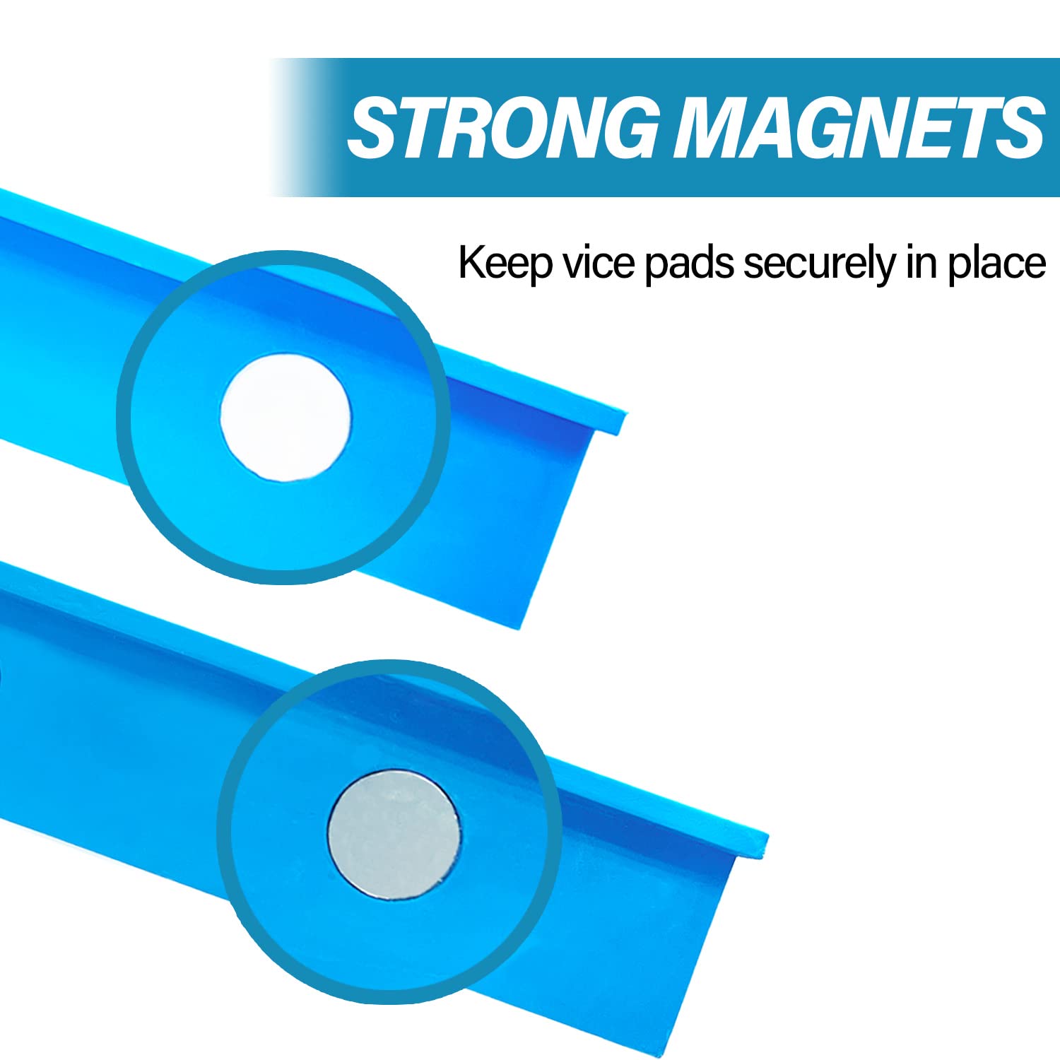 Sutekus 2Pack Vise Jaw Pads Magnetic Retention Vice Jaw Pads Universal Vise Soft Jaws for Woodworking, Jewelry Making, Plumbing, 5.5"&6"
