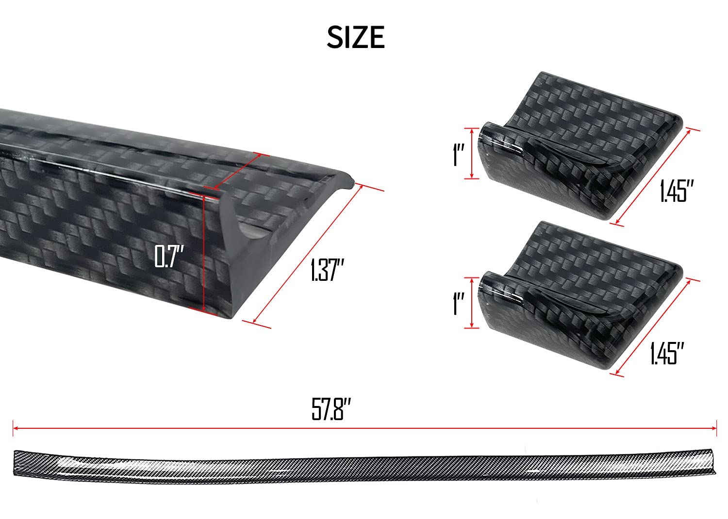 Sutekus Car Rear Spoiler Universal Carbon Fiber Trunk Spolier Lip Kit Anti-Collision Soft Rubber Strips Exterior Lip Spoiler 4.9FT
