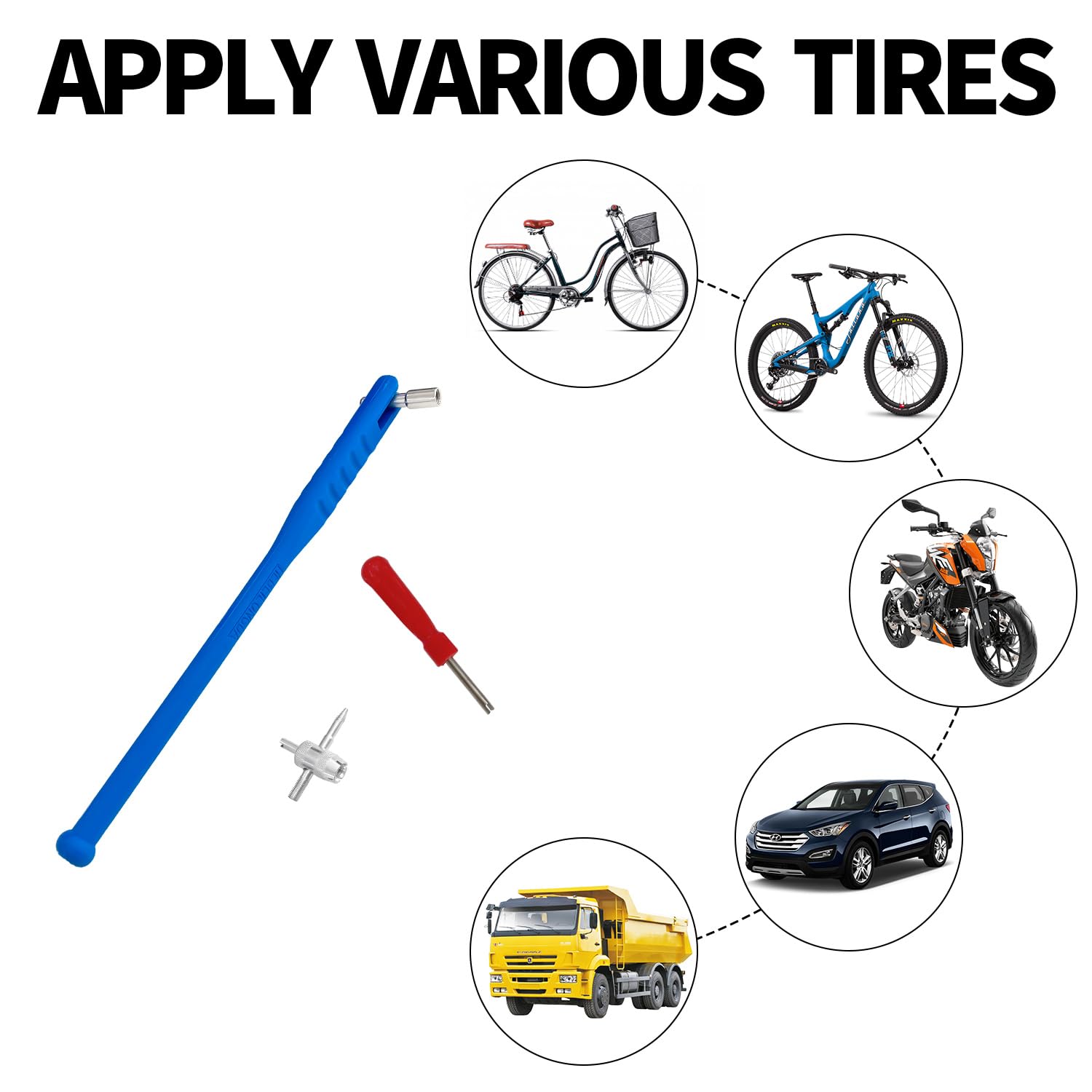 Sutekus Tire Valve Stem Puller/Installer Auto Tool Set Including No Scratch Valve Stem Puller & Installer, Valve Core Remover and 4-Way Valve Tool for Automobile Tire Stem Core Repair, 2Sets