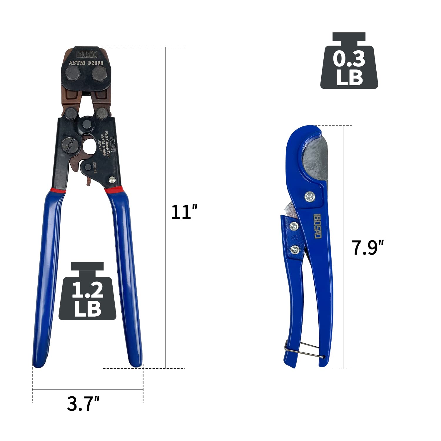 Sutekus PEX Cinch Tool Set For 3/8" to 1" Clamps Pex Crimping Tool Crimper and Pex Cutter With Free Clamps Pipe Fitting Tool Kit