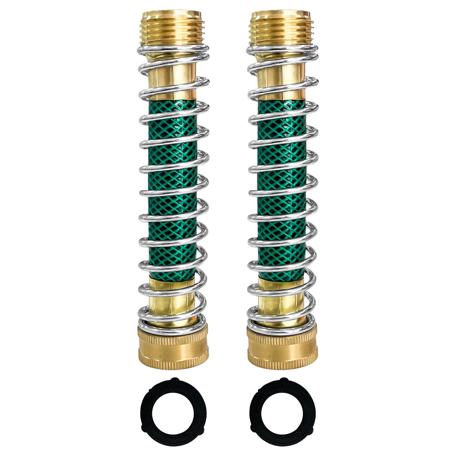 Sutekus Garden Hose Extension Adapter Garden Hose Protector Hose Kink Protector with 3/4" Threading Universal Faucet Adapter with Coil Spring, 2Pack