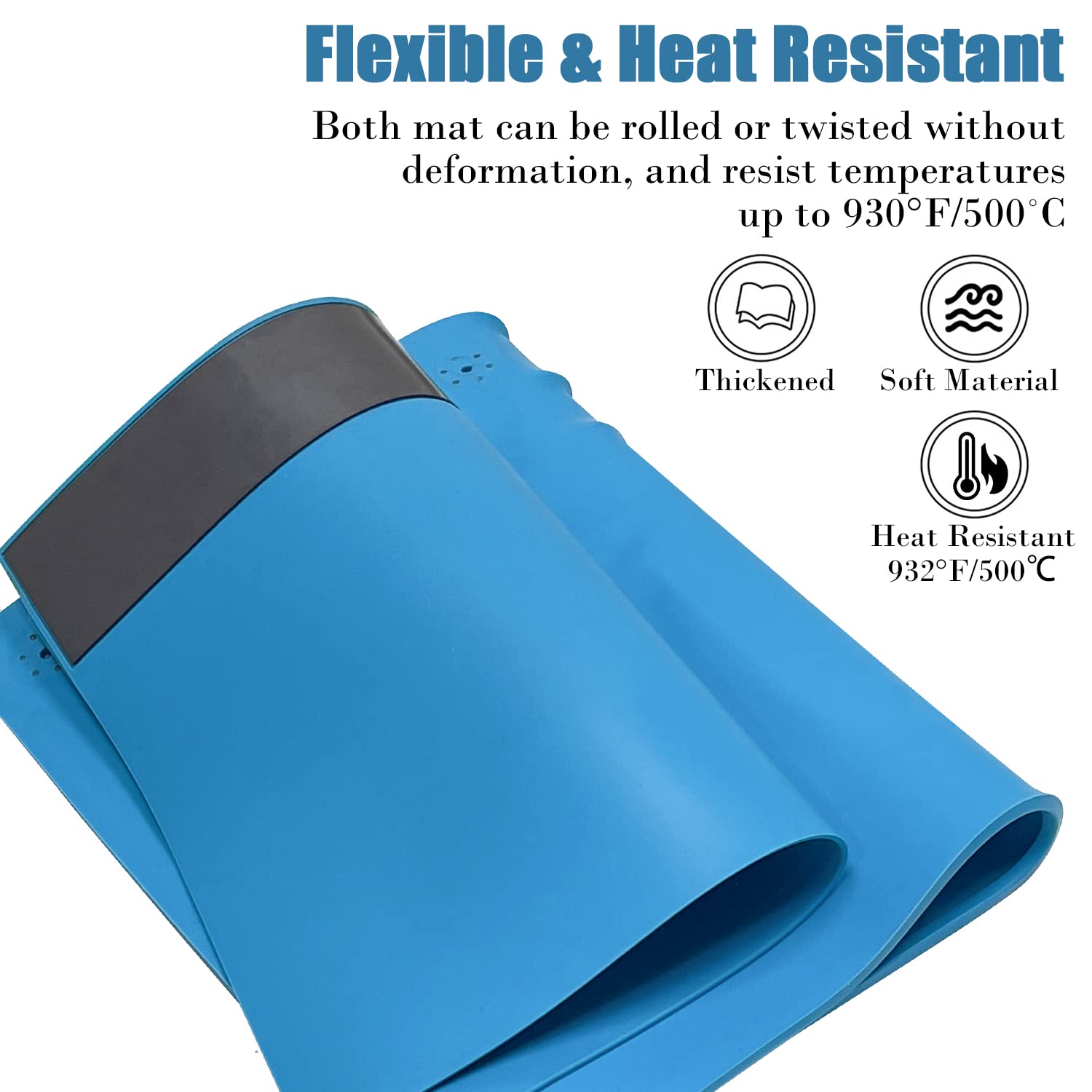 Sutekus Silicone Soldering Mat Heat Resistant Magnetic Repair Mat Heat Insulation Soldering Station Pad for Soldering, Computer Repair, Electronics, 2Pack