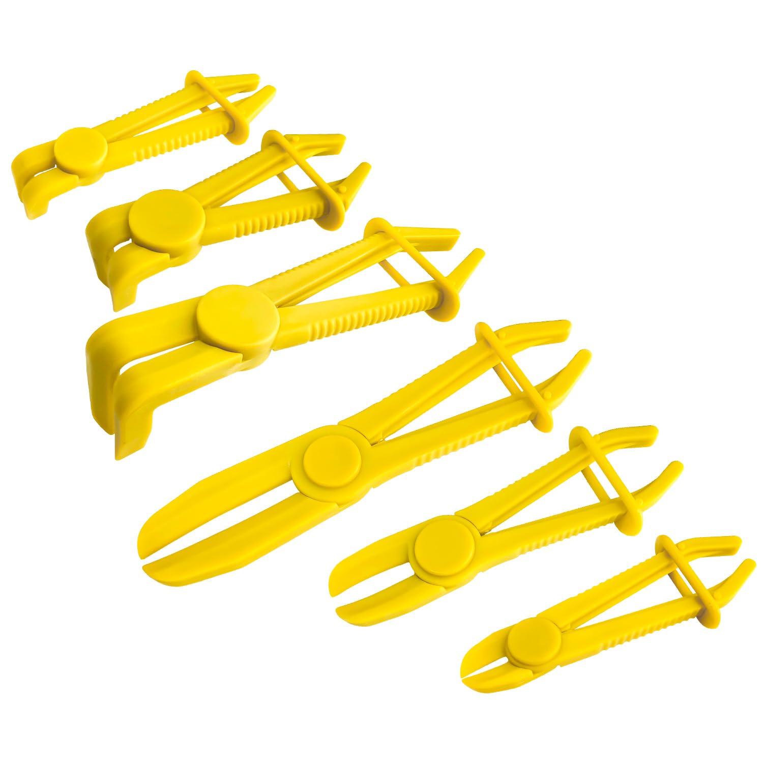Sutekus Hose Pinch Off Pliers Hose Clamp Pliers Straight & 90 Angled Line Clamp Pliers for Flexible Hoses Brake Coolant Fuel Lines Automotive Tool, Yellow, 6Pcs