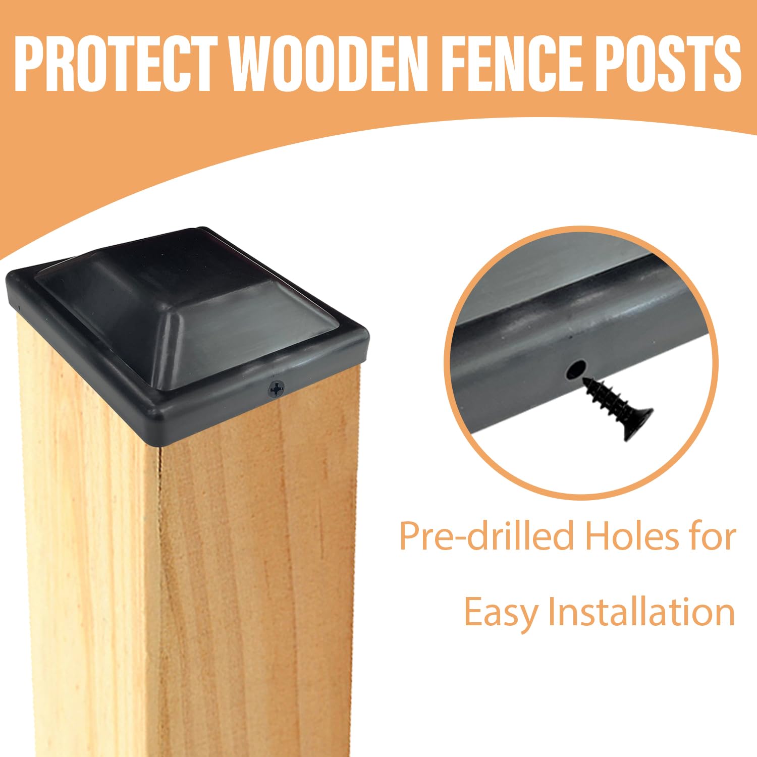 Sutekus Post Caps 4x4 inches Durable Plastic Fence Post Cap with Free Screws 24-Pack Post Covers 3 5/8" Fence Post Caps, Black