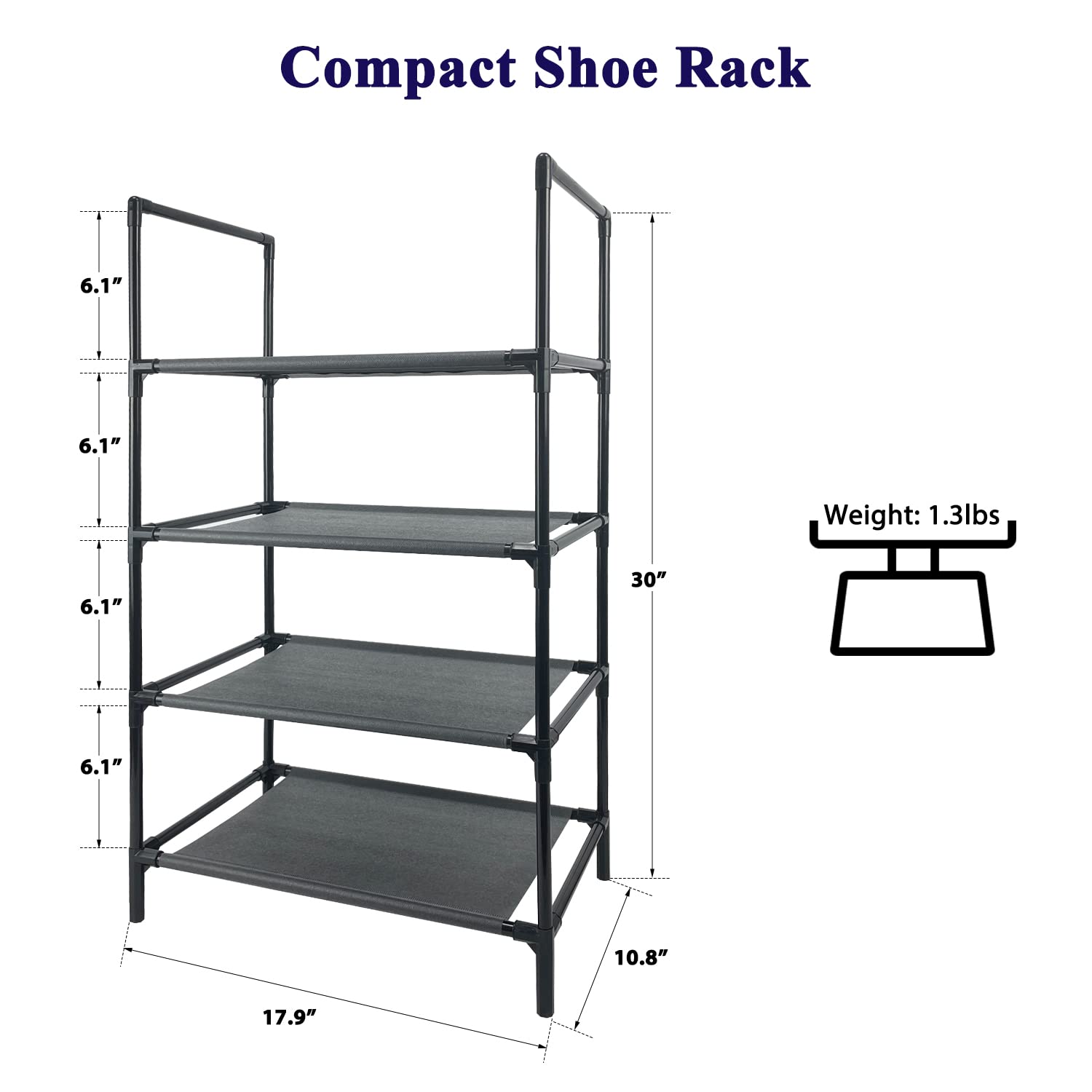 Sutekus 4 Tier Shoe Rack Small Shoe Shelf Storage Organizer 6-8 Pairs Narrow Shoe Shelf for Entryway Small Spaces