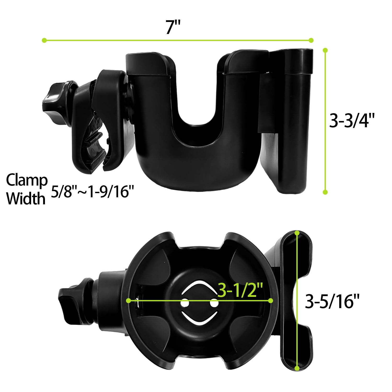 Sutekus Stroller Cup Holder with Phone Holder Universal 2-in-1 Cup Holder for Uppababy Stroller Bike Walker Scooter Wheelchair, 2Pack