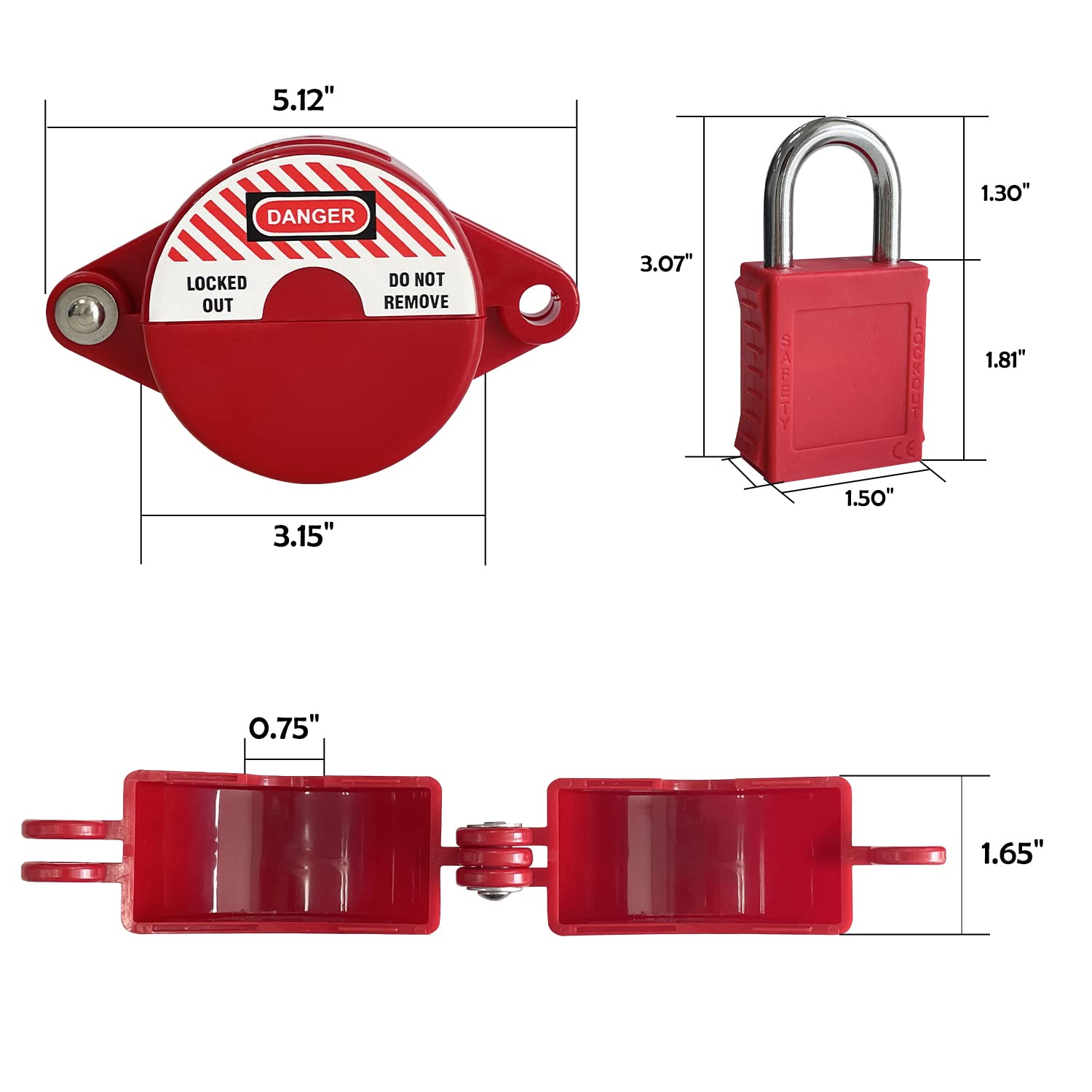 Sutekus Valve Lockout with Safety Padlock 1 to 2-1/2 Inch Gate Valve Cover Water Hose Protector for Water faucets Gas Valve