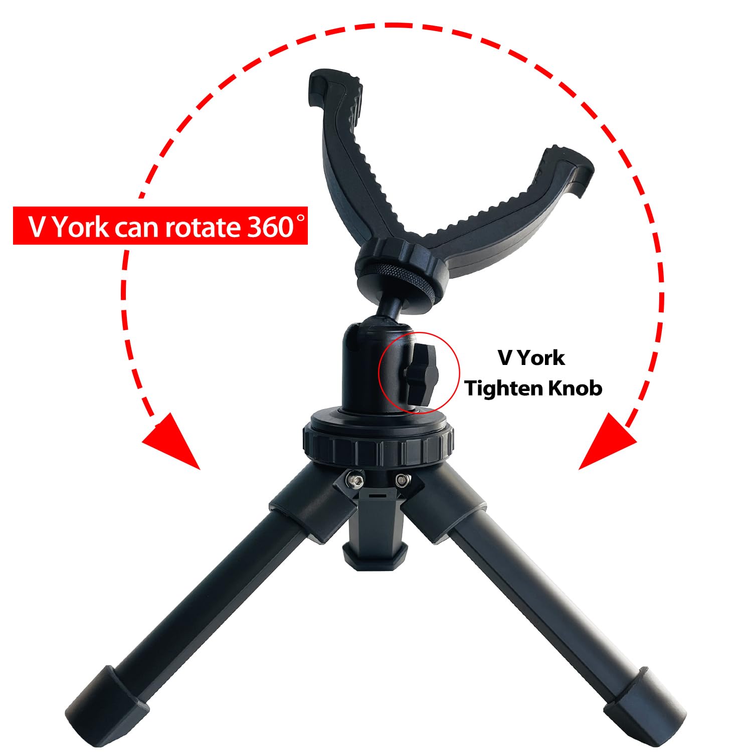 Sutekus Shooting Tripod Tactical Rapid Shooting Rest Aluminum Shooting Stand with Height Adjustment & Swivel V Yoke Holder for Table Bench Shooting Range Hunting