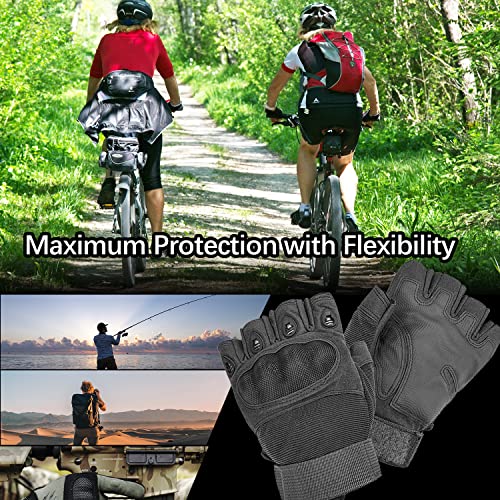 Sutekus Fingerless Tactical Gloves Touchscreen Work Gloves with Hard Knuckle Half Finger Utility Gloves for Sports Work Outdoor