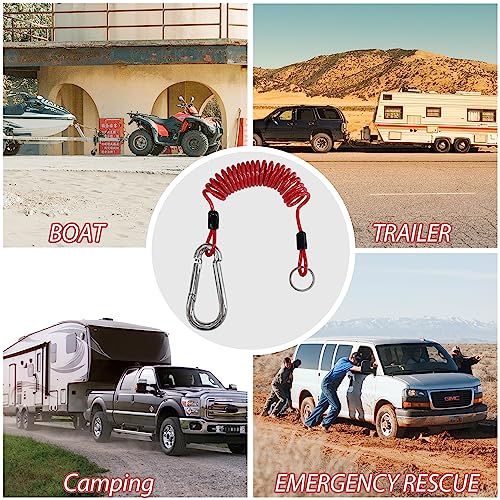 Sutekus Breakaway Trailer Cable Spring Towing Coiled Wire with Carabiner Stainless Steel Coiled Safety Cables Strap for RV Towing Trailer
