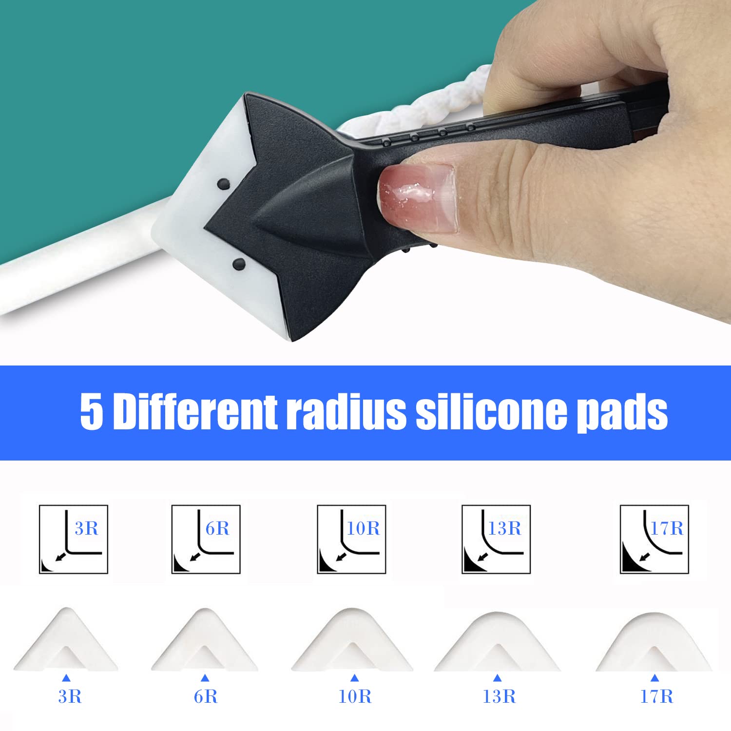 Sutekus 3 in 1 Silicone Caulking Tools Sealant Finishing Tool Grout Scraper Glass Glue Angle Scraper for Kitchen Bathroom Window Sink Joint