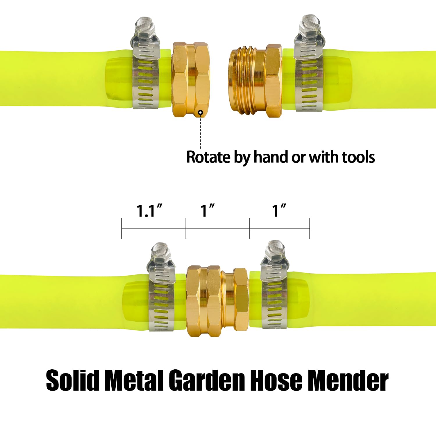 Sutekus Garden Hose Repair Kit Garden Hose Repair Connector with Clamps and Washers Male and Female Garden Hose Fittings for 3/4" or 5/8" Garden Hose, 4 Set