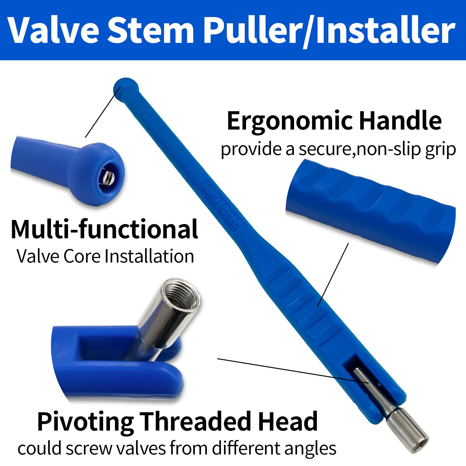 Sutekus Tire Valve Stem Puller/Installer Auto Tool Set Including No Scratch Valve Stem Puller & Installer, Valve Core Remover and 4-Way Valve Tool for Automobile Tire Stem Core Repair, 2Sets