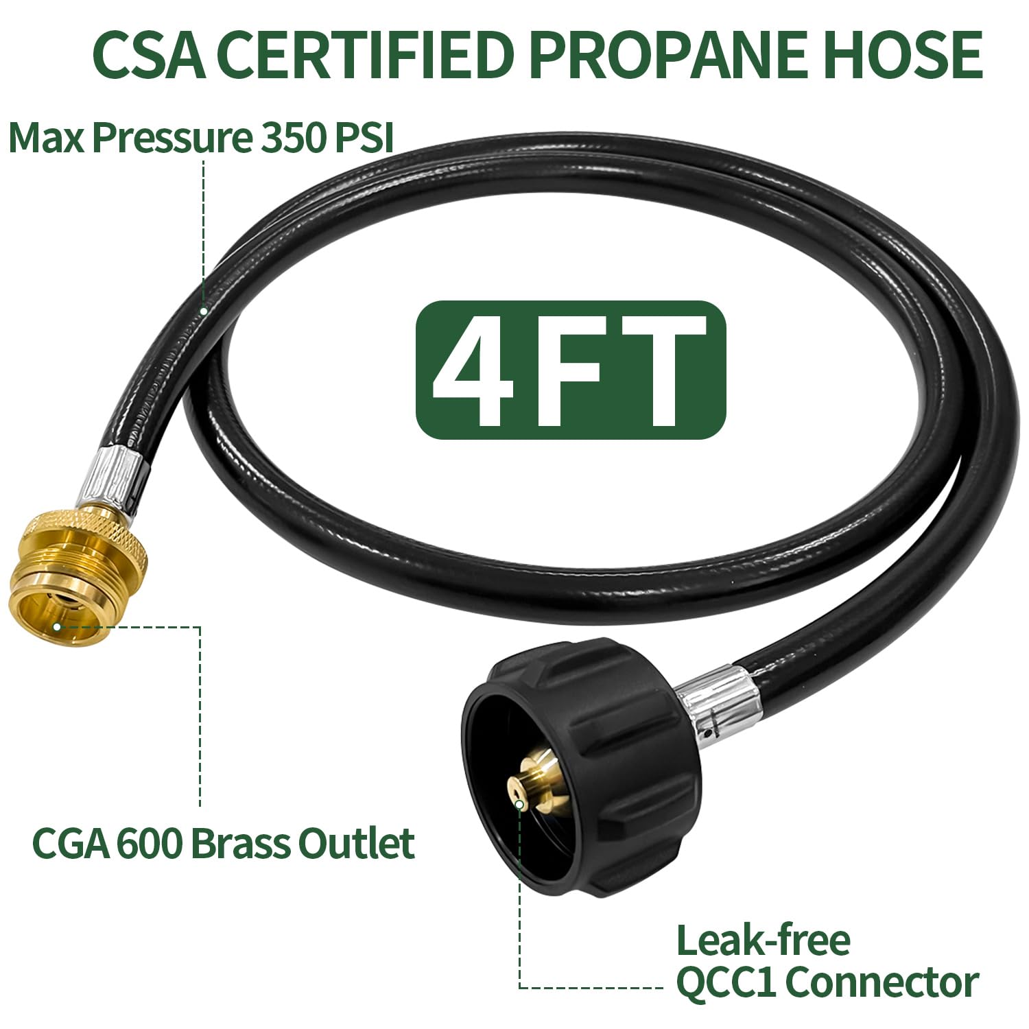 Sutekus 4FT Propane Hose Adapter 1lb to 20lb Universal Propane Adapter Hose Propane Tank Adapter for Table Top Grills, Portable Heaters, Propane Stoves, Lanterns