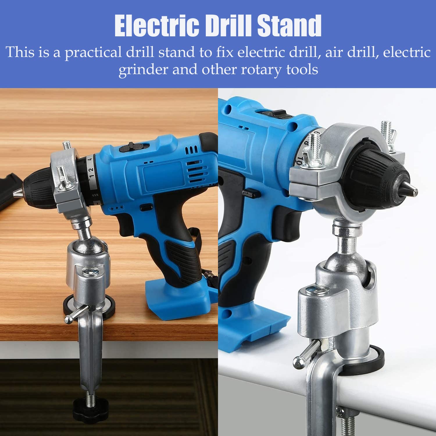 Sutekus Bench Clamp Vise 360 Degree Electric Drill Stand Holder Universal Grinder Holder For DIY Work Jewelry Making