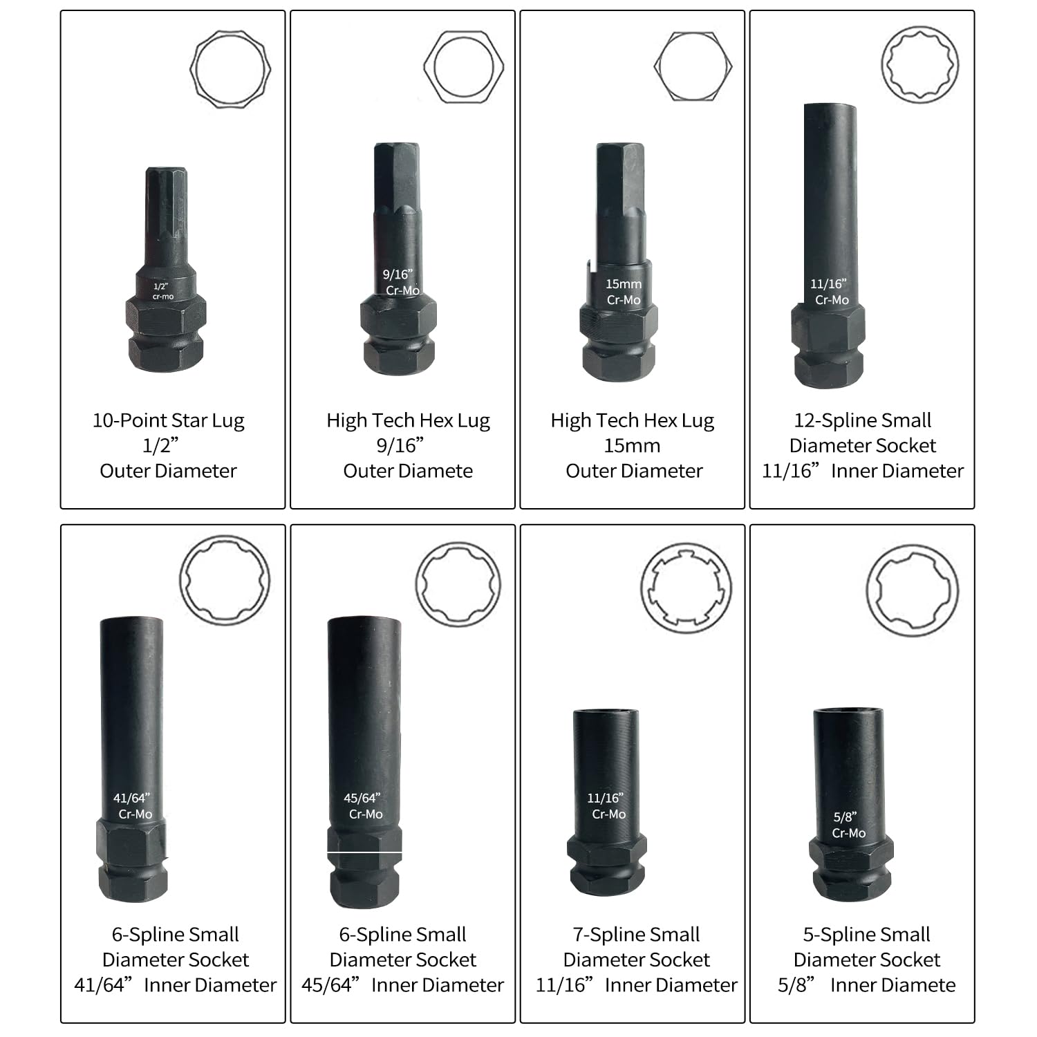 Sutekus 16PCS Lug-Nut Key Set Locking Lug Nut Master Key Set SAE & Metric Wheel-Lock Removal Tool Kit for Removing Locking Lug Nuts Mechanic Tools