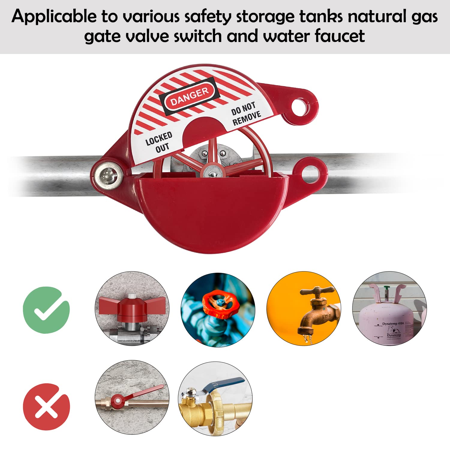 Sutekus Valve Lockout with Safety Padlock 1 to 2-1/2 Inch Gate Valve Cover Water Hose Protector for Water faucets Gas Valve