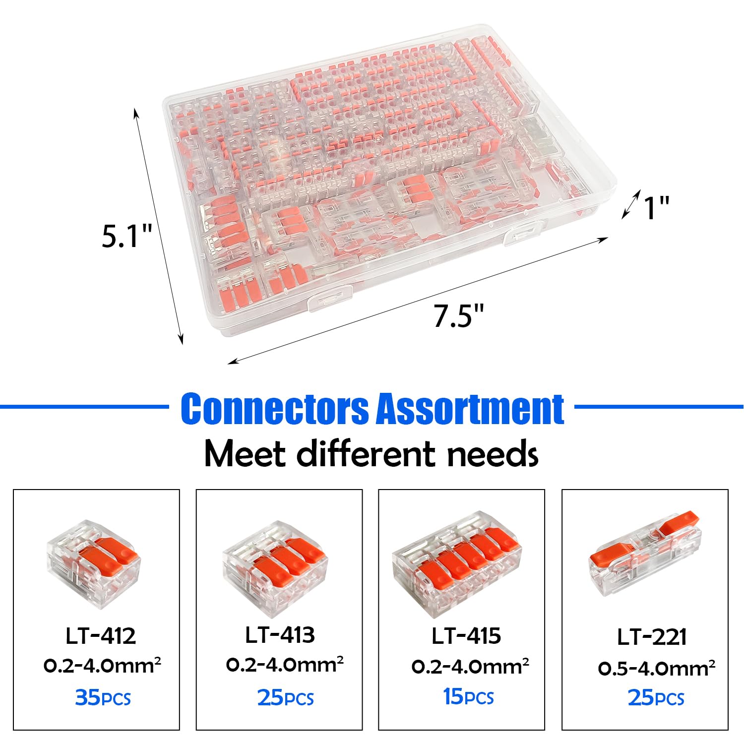 Sutekus 100pcs Lever Nuts Assortment Compact Splicing Wire Connectors Kit Wire Nuts Lever Wire Connectors Lever Wire Nuts Quick Wire Connectors