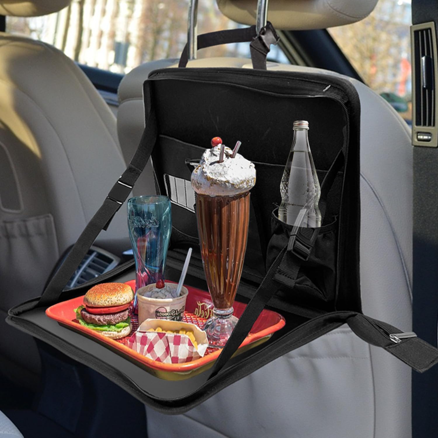 Sutekus Multifunctional Steering Wheel Eating Tray Portable Car Table Back Seat Laptop Desk Laptop Bag Steering Wheel Desk for Car Trucks