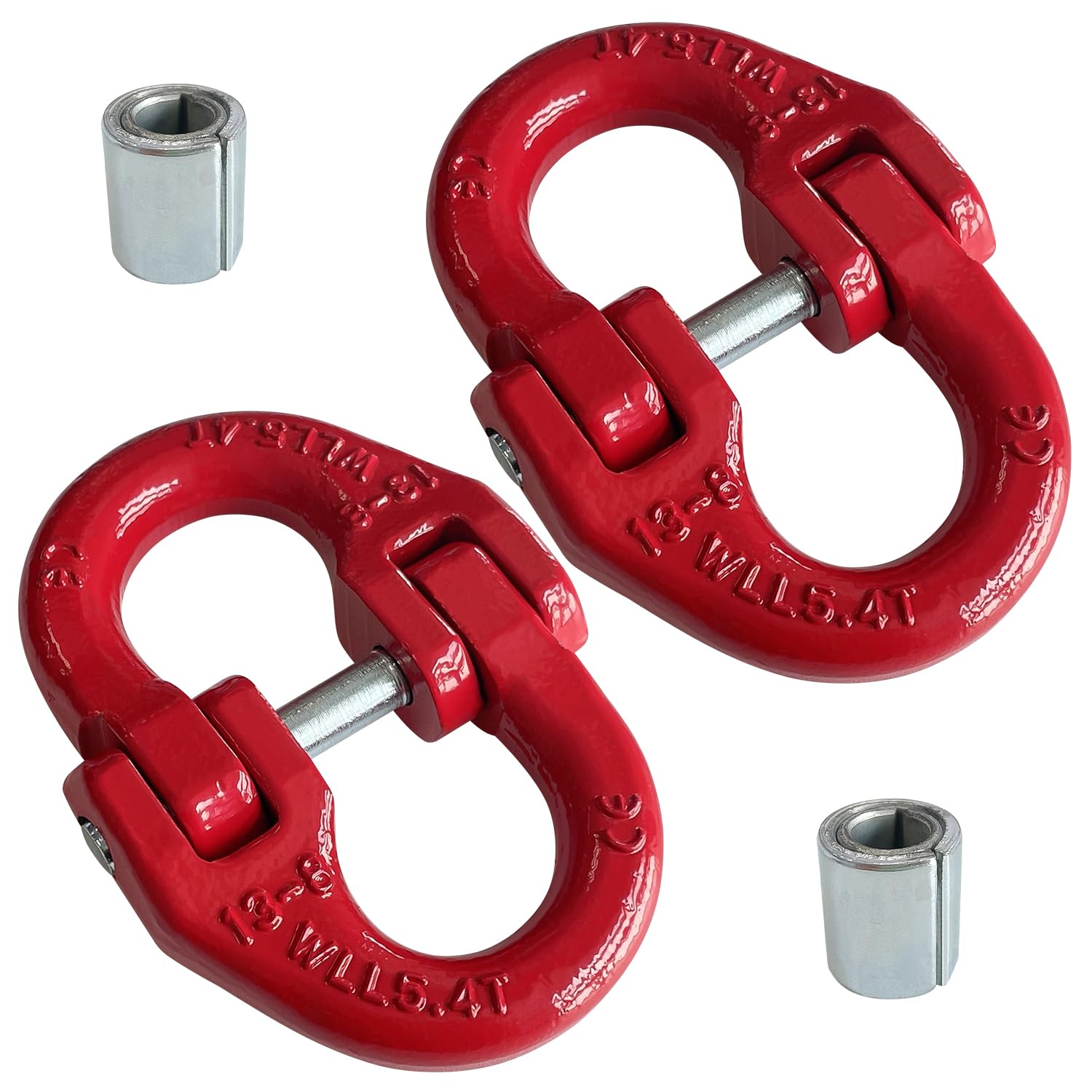 Sutekus 1/2" Tow Hitch Hammerlock Coupling Link Connecting Link Heavy Duty Trailer Safety Chain Connector Link with 12000lbs Working Load, 2 Pack