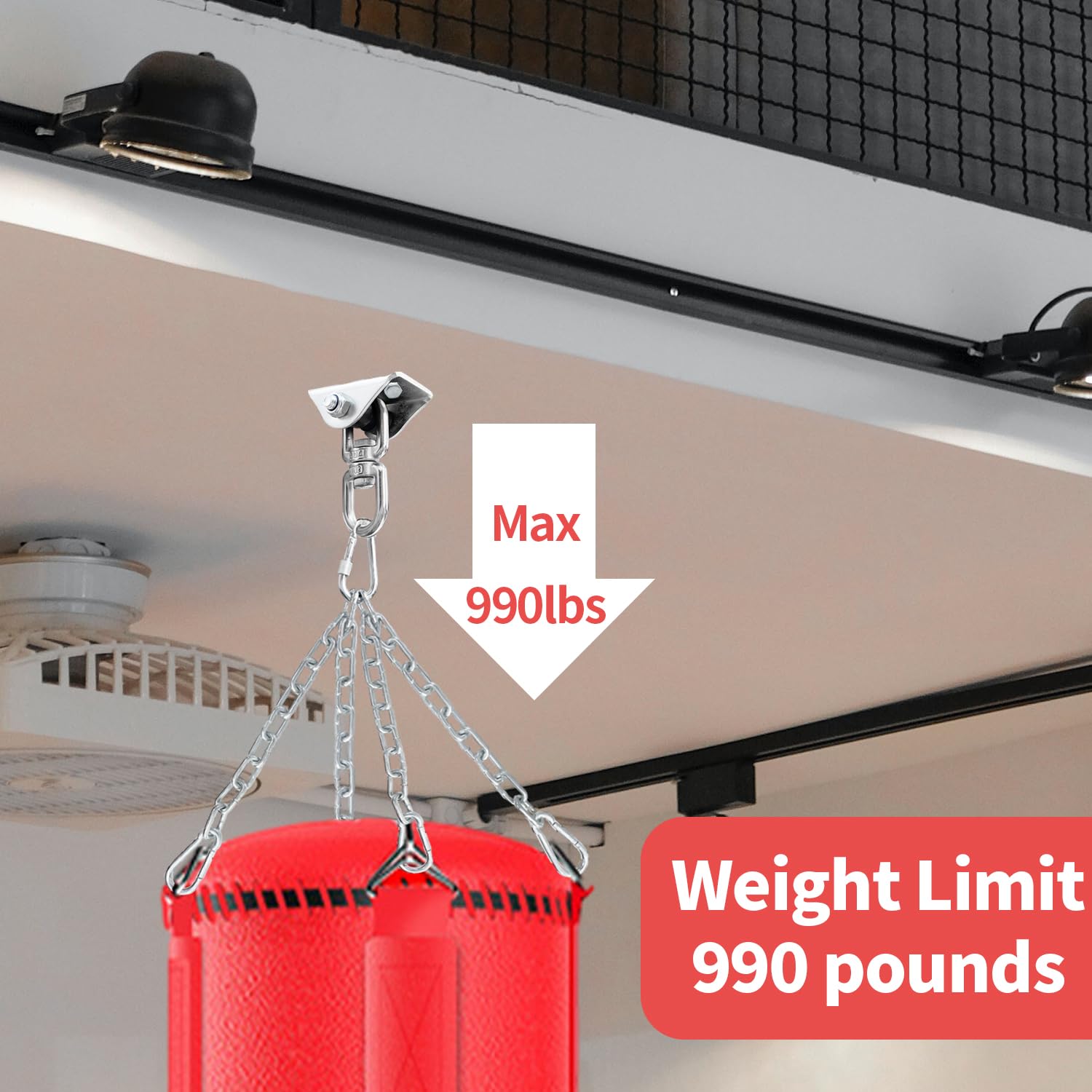 Sutekus Heavy Bag Hangers Brackets for Wood Beam Heavy Duty Swivel Punching Bag Hangers Wall Ceiling Mount Hook with Chains for Boxing, Swing, Hammock