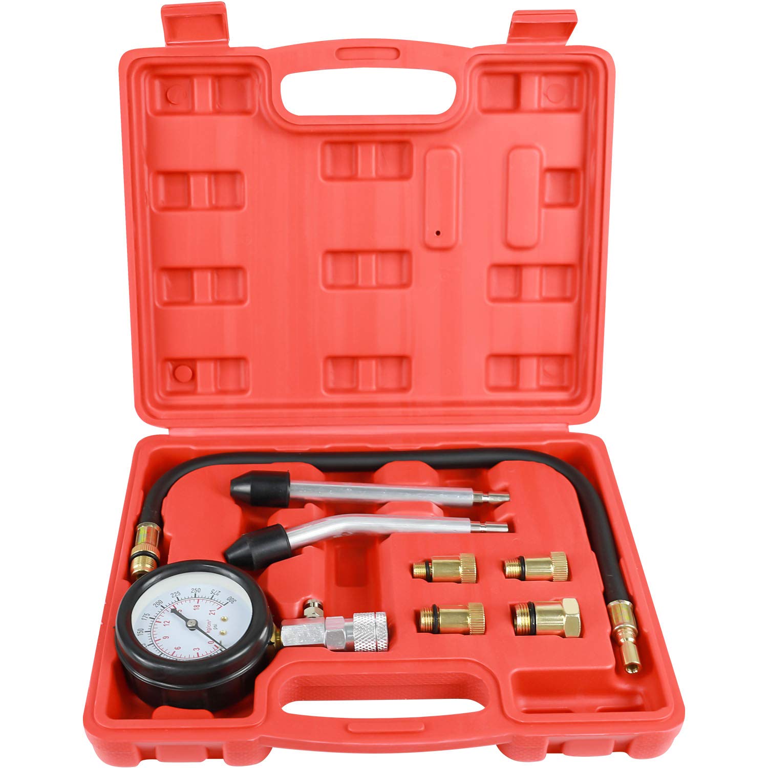 Sutekus 300PSI Engine Compression Tester Kit Cylinder Pressure Test Gauge Automotive Tool Gauge with Adapters