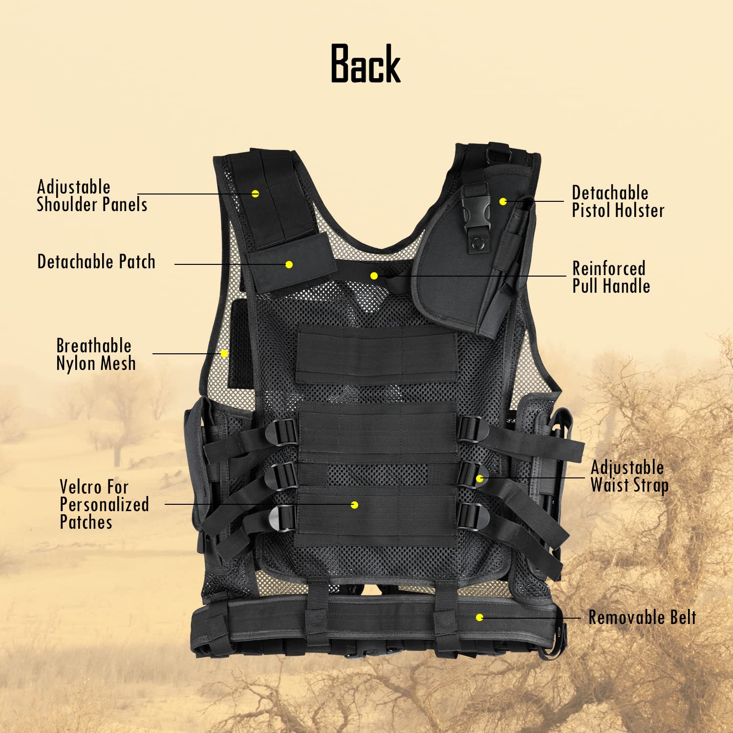 Sutekus Tactical Vest Ultralight Breathable Airsoft Paintball Vest Adjustable Lightweight Combat Vest for Games or Training