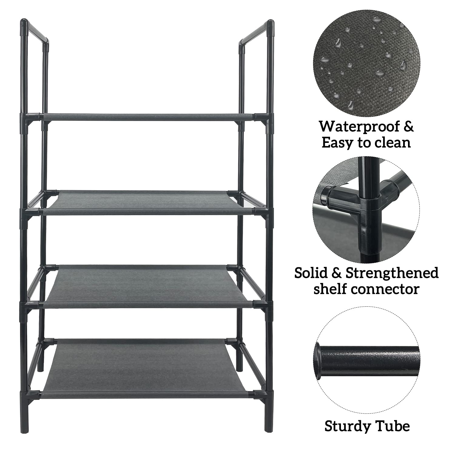 Sutekus 4 Tier Shoe Rack Small Shoe Shelf Storage Organizer 6-8 Pairs Narrow Shoe Shelf for Entryway Small Spaces