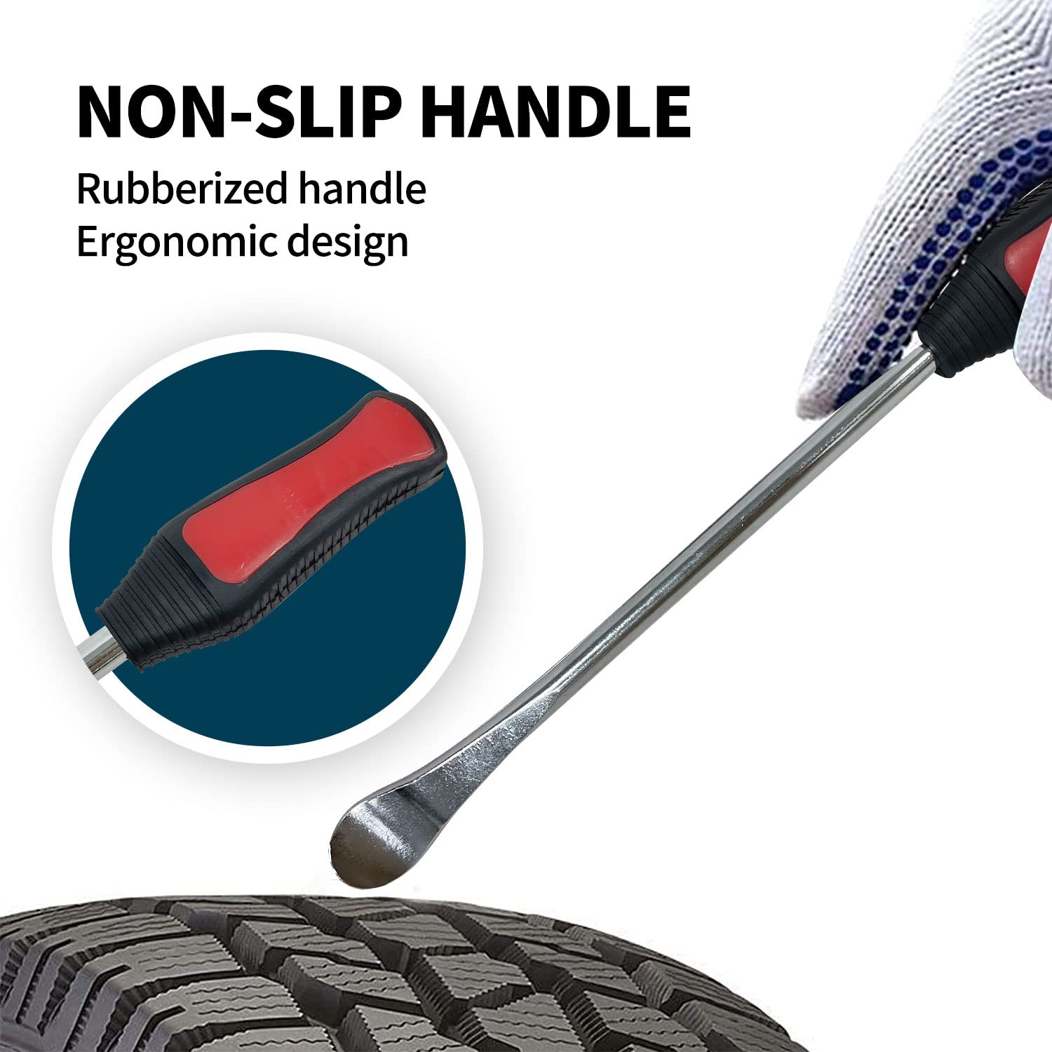 Sutekus 14.5" Tire Spoons Tool Kit Lever Mount/Demount Iron with Tire Valve and Rim Protectors for Auto Motorcycle Dirt Bike Lawn Mower Tractor Maintenance
