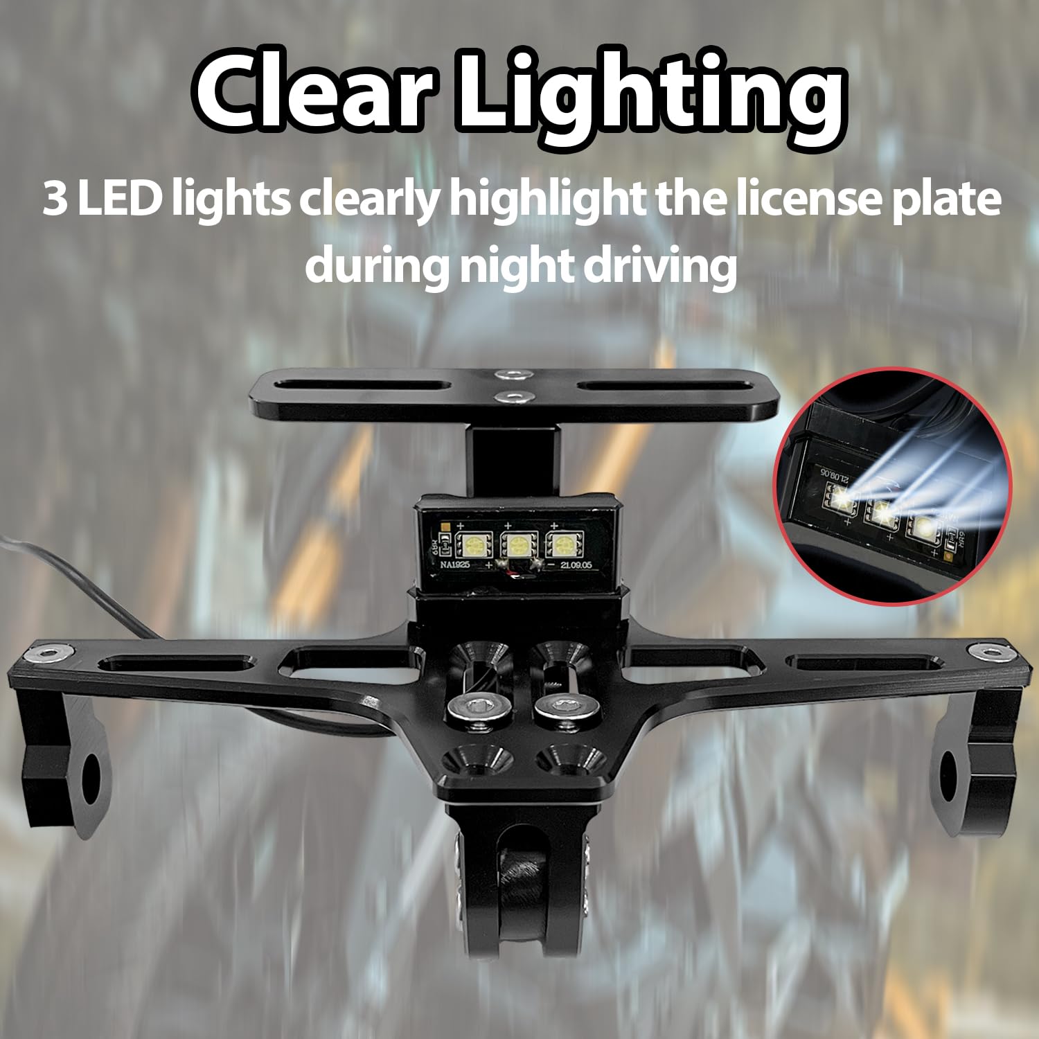 Sutekus Motorcycle License Plate Bracket License Plate Holder Mount Fender Eliminator Kit includes Plate Holder LED Light and Wrenches