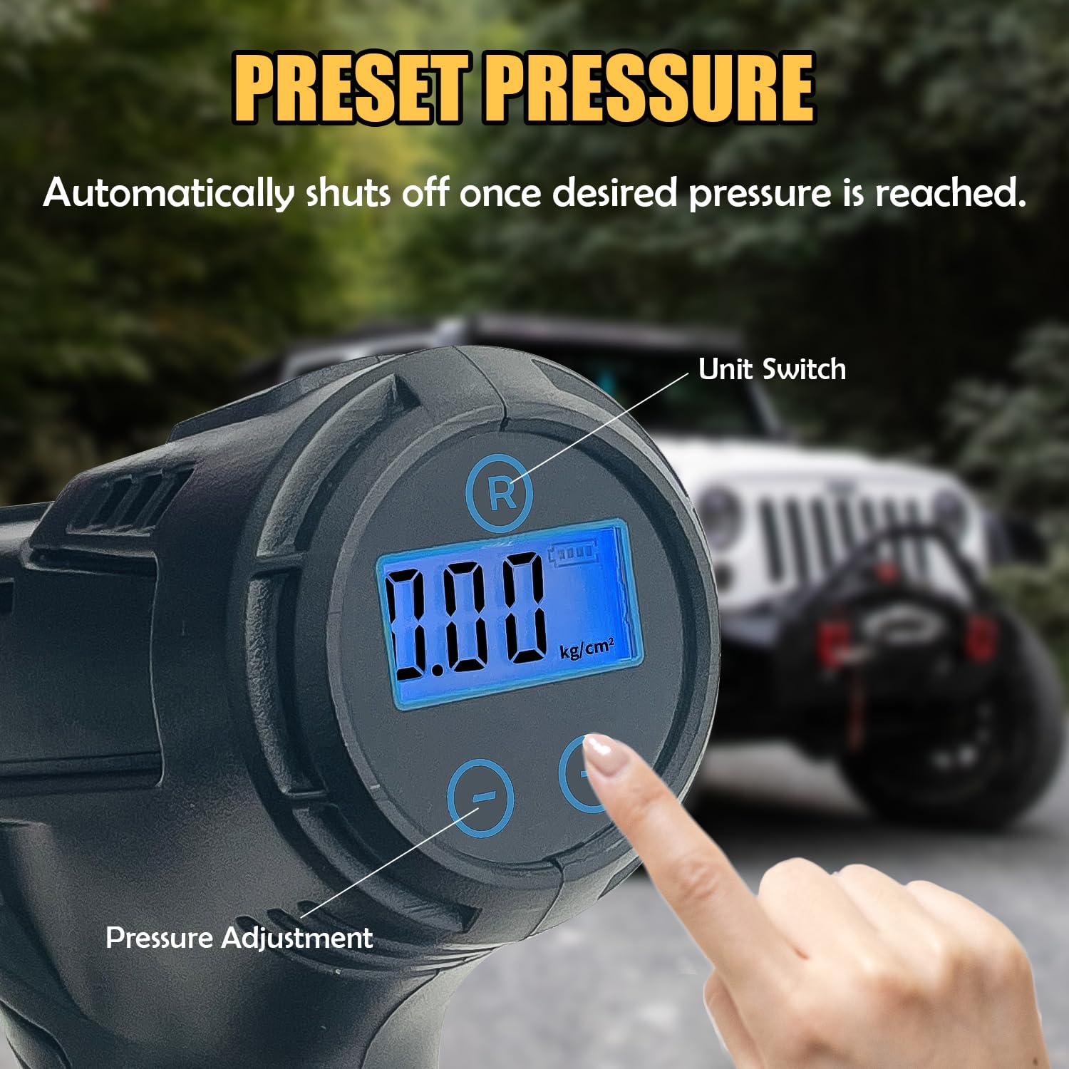 Sutekus Tire Inflator Air Compressor 150 PSI Cordless Portable Electric Air Pump Digital Tire Pressure Gauge with LED Light for Car Motorcycle Bike Ball