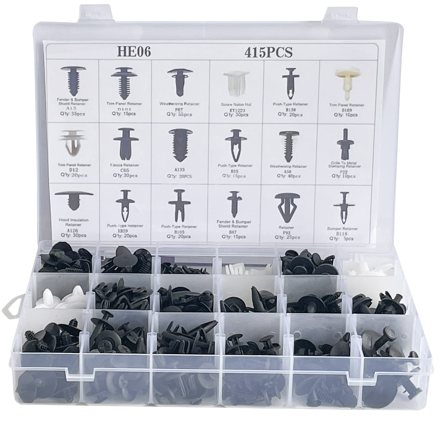 Sutekus Auto Trim Removal Tool Kit Door Panel Clip Fastener Removal Kit Pry Tool with 415 Pcs Bumper Retainer Clips Car Plastic Rivets Fasteners Push Pin Kit