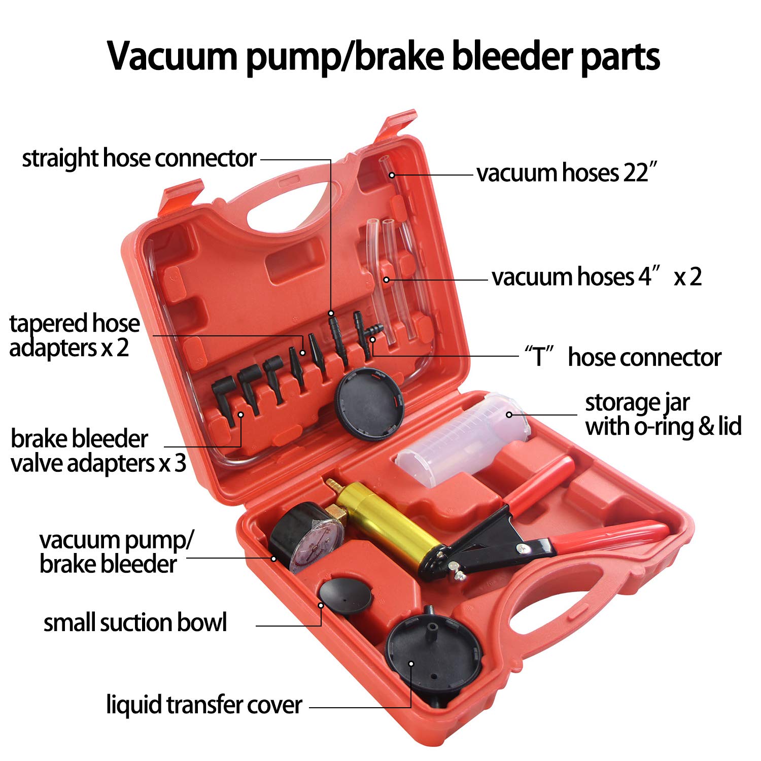 Sutekus Brake Bleeding Kit Hand Held Vacuum Pump Tester Set for Automotive & Food Canning