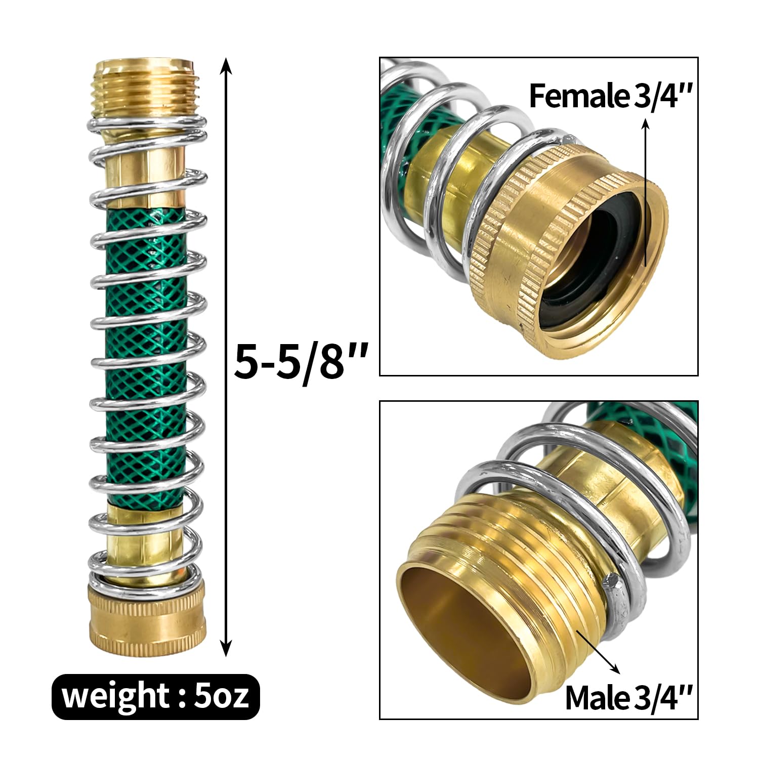 Sutekus Garden Hose Extension Adapter Garden Hose Protector Hose Kink Protector with 3/4" Threading Universal Faucet Adapter with Coil Spring, 2Pack