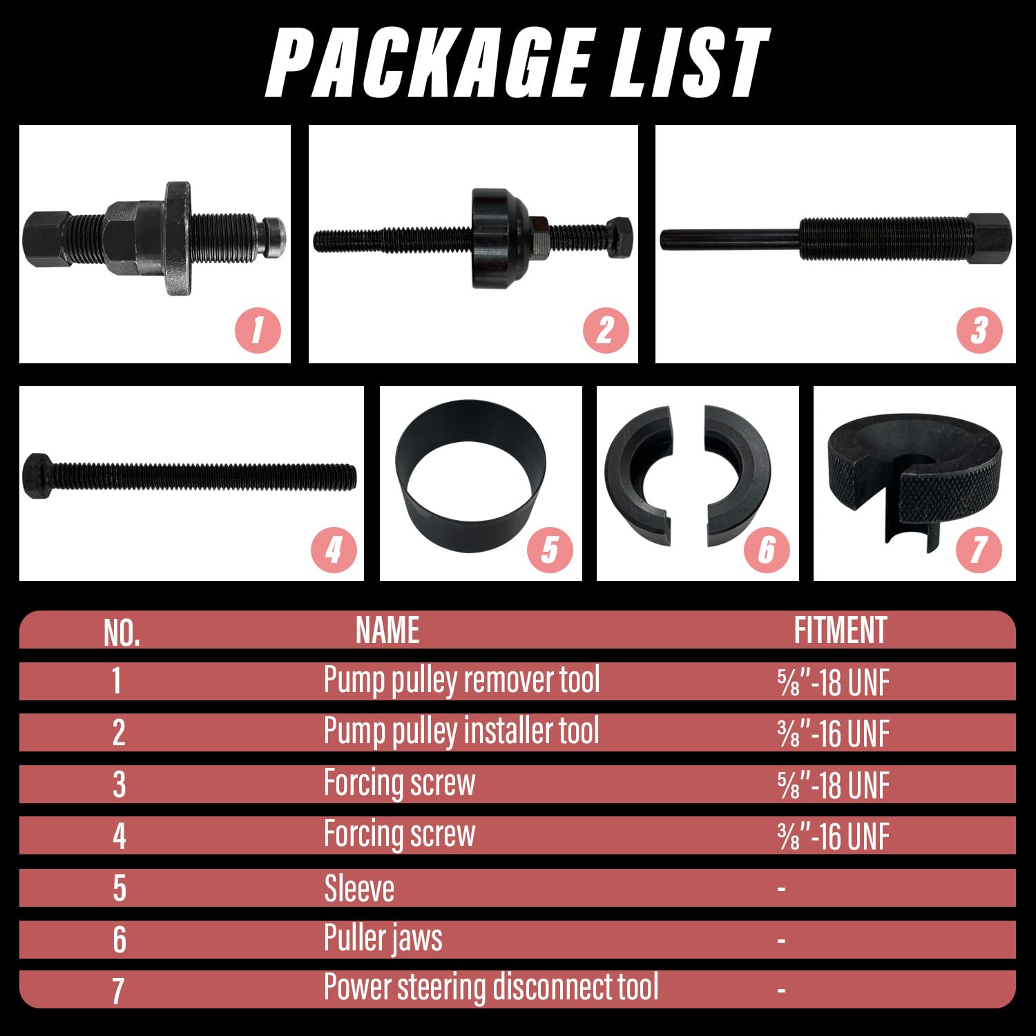 Sutekus Power Steering Pump Pulley Puller Installer Tool Set Removes and Installs Power Steering Pump Pulleys on Ford, GM, and Chrysler