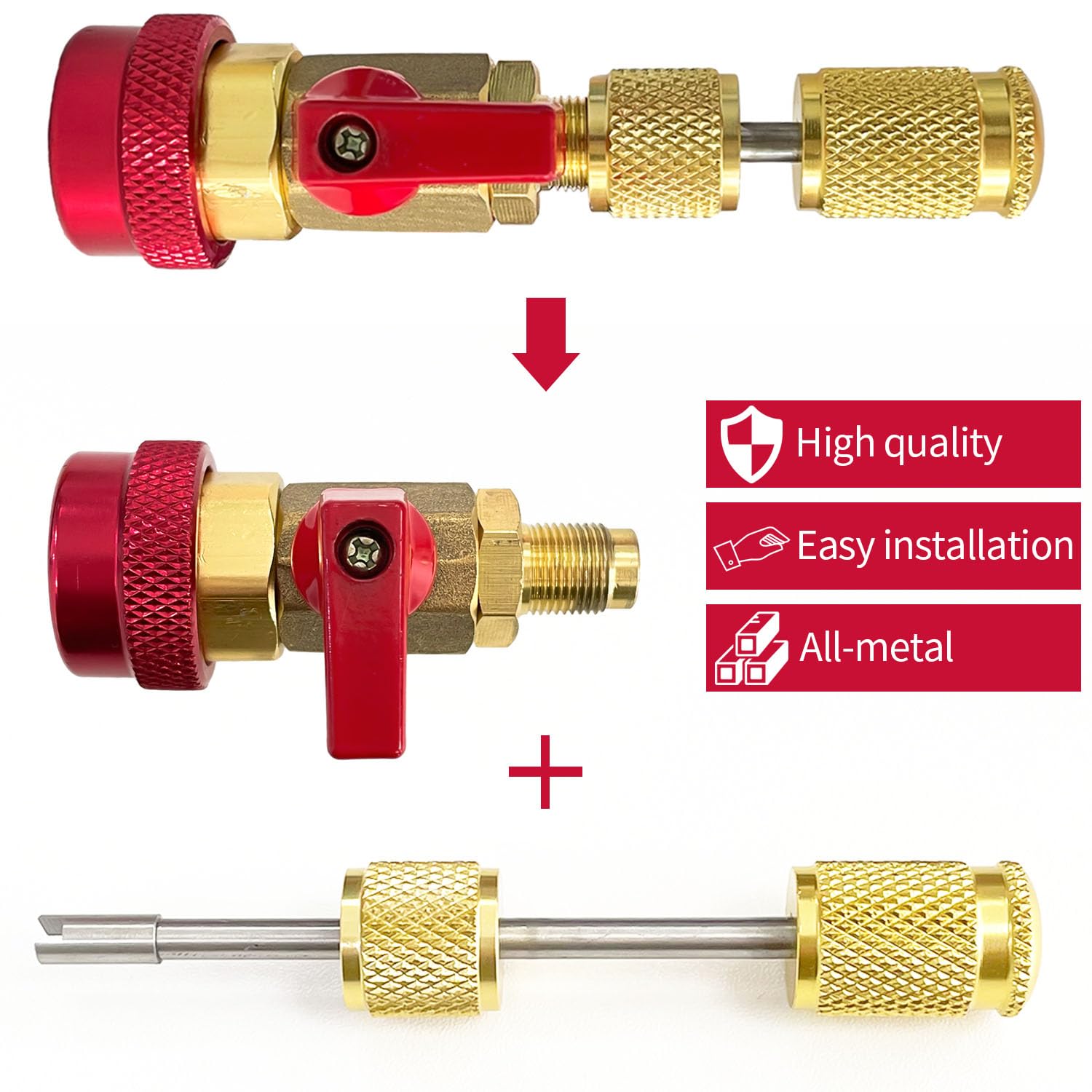 Sutekus Automotive AC Valve Core Tool R134A R1234YF Valve Core Remover and Installer Tool Set for Standard and JRA Valve Core Couplers Repair Tools