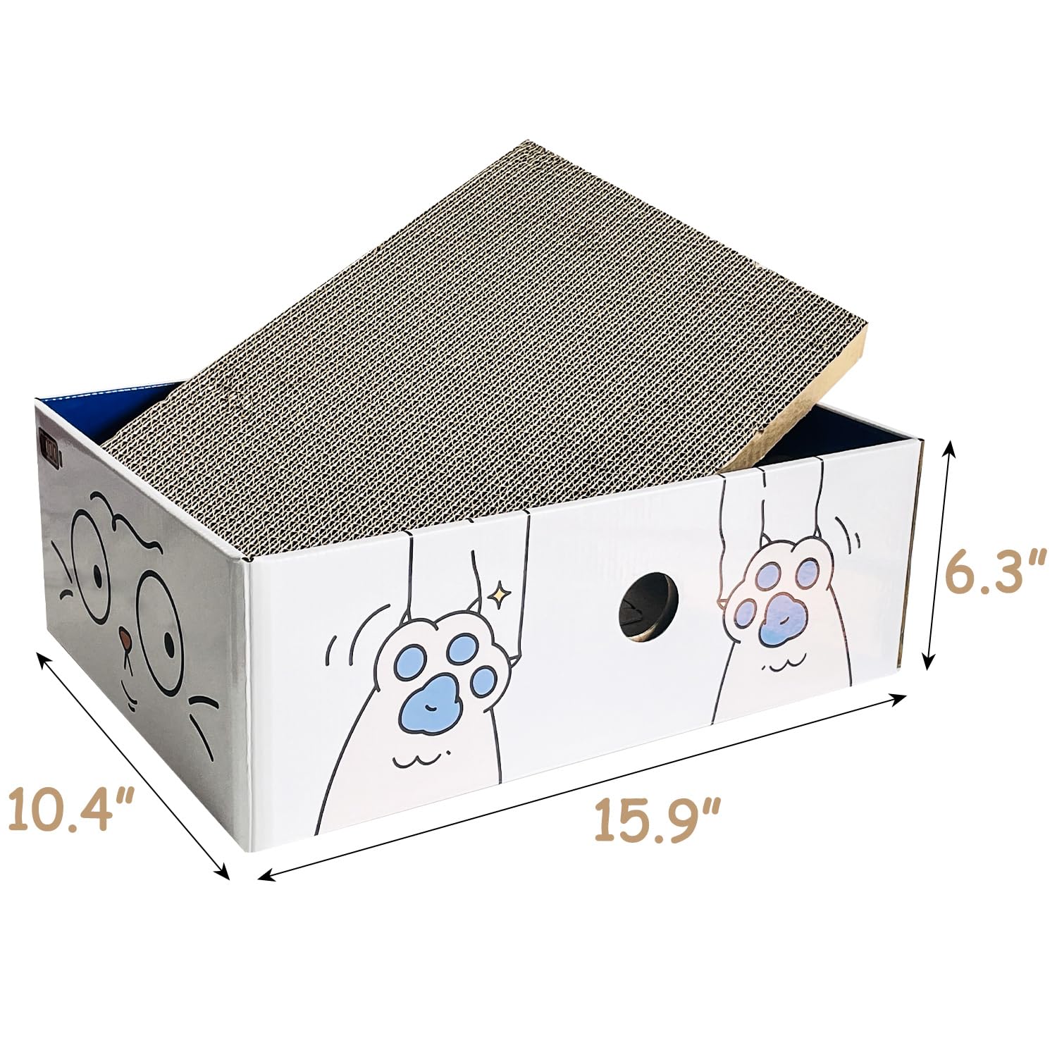 Sutekus Cat Scratch Pad with Box Scratching Pads Corrugated Scratching Bed with Catnip DIY Cat Scratch Box