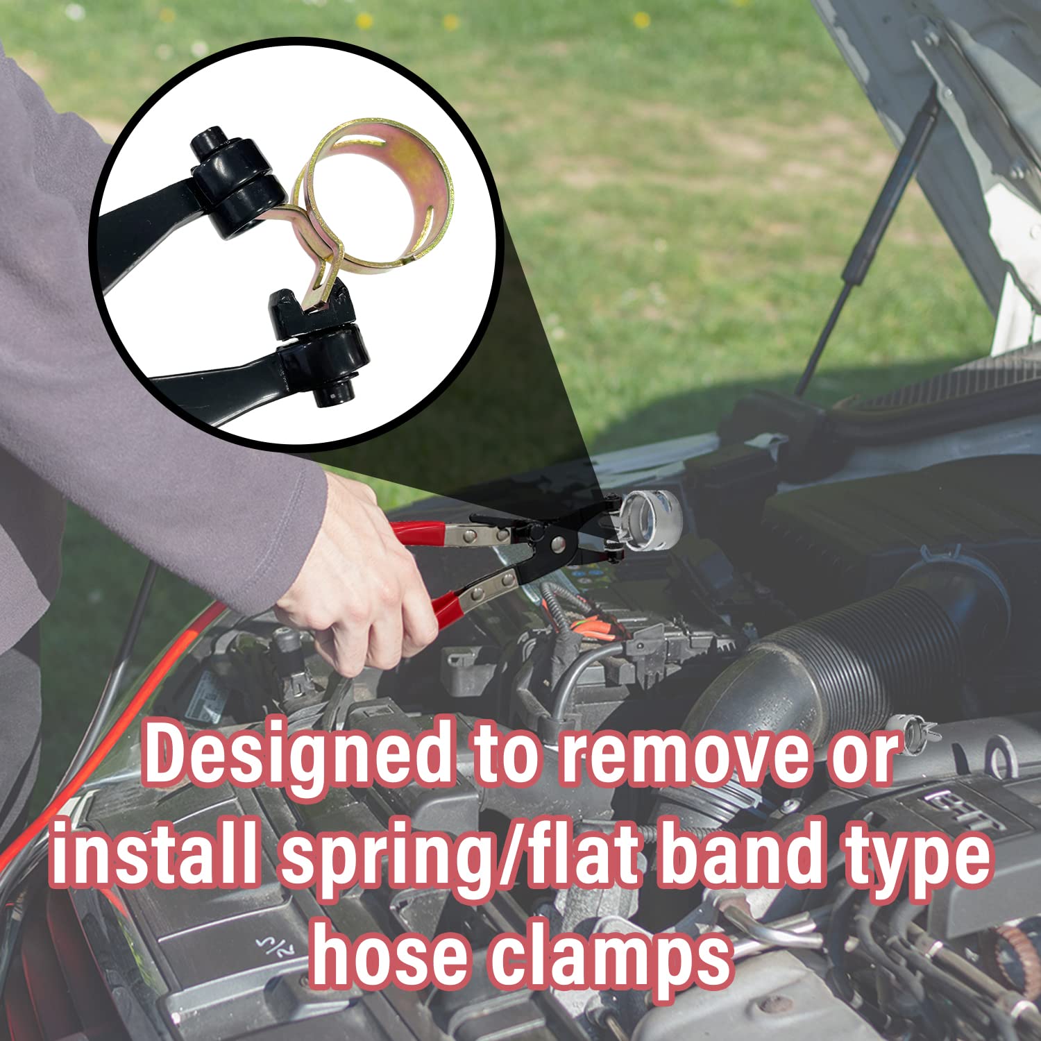 Sutekus 6-22mm Spring Band Hose Clamps With Swivel Flat Hose Clamp Plier Assortment Kit 100pcs Fuel line Spring Clamp Silicone Vacuum Hose Pipe Clamp